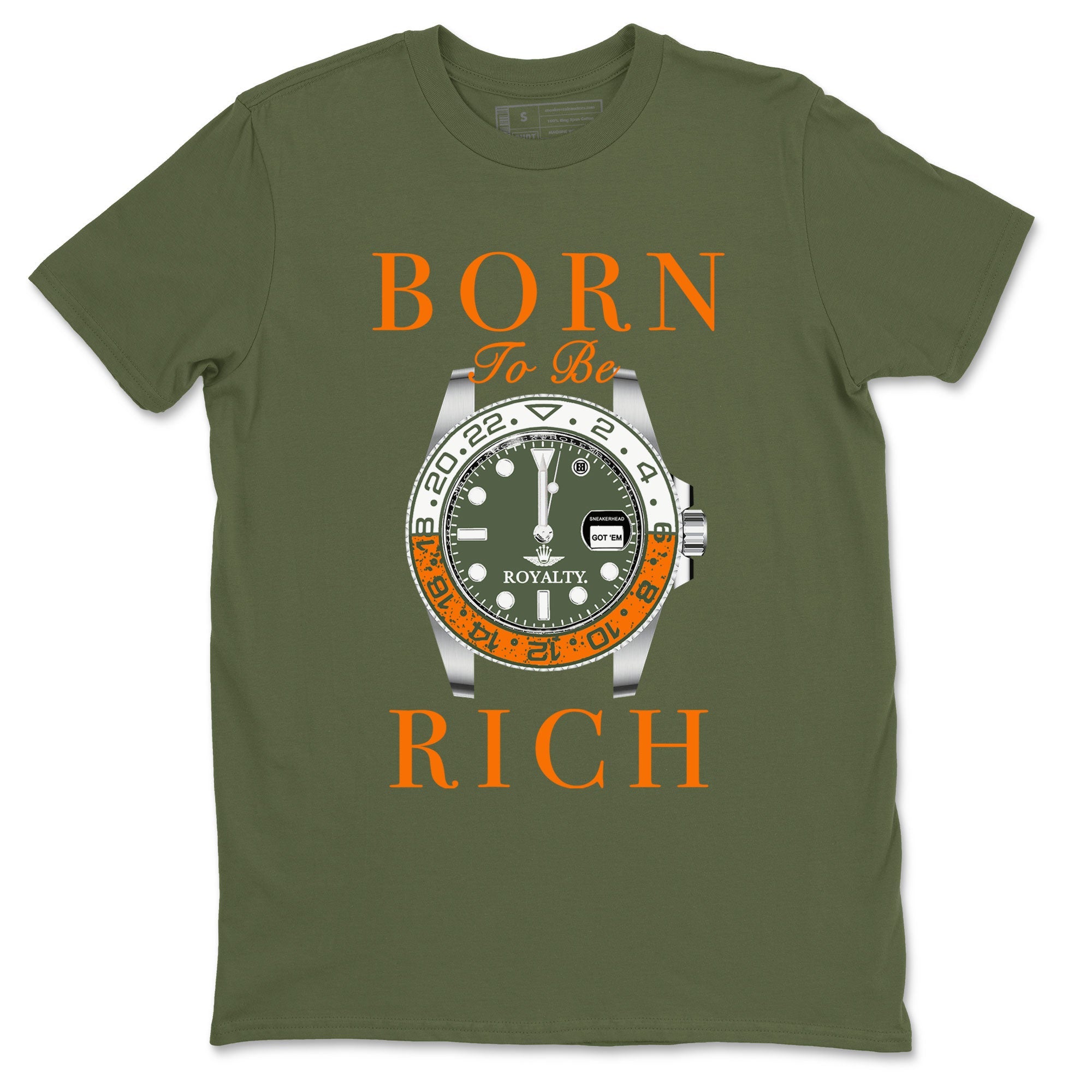 5s Olive shirt to match jordans Born To Be Rich sneaker tees Air Jordan 5 Retro Olive Drip Gear Zone unisex cotton Military Green 2 crew neck shirt