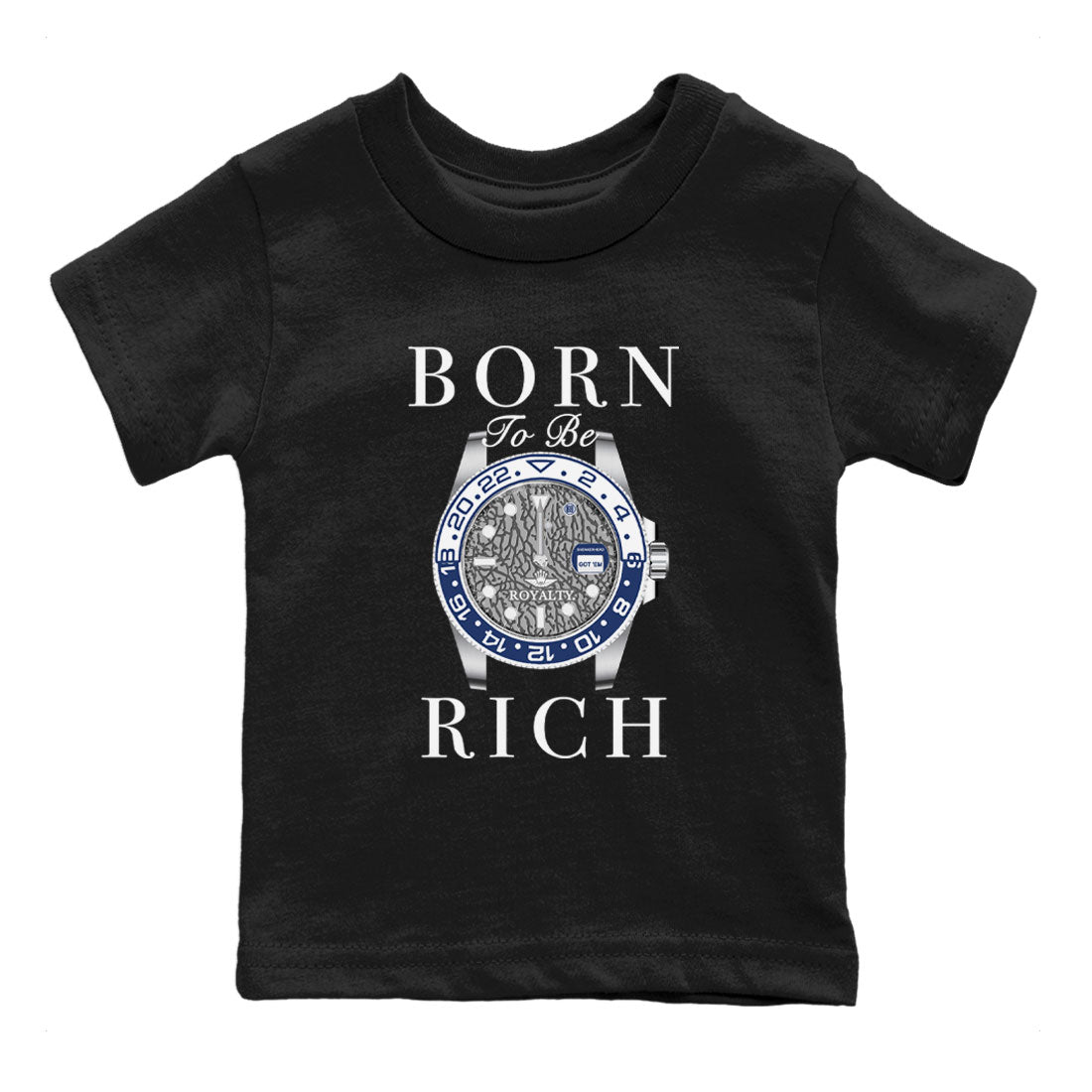 AJ3 Midnight Navy shirt to match jordans Born To Rich sneaker match t-shirt 3s Midnight Navy Drip Gear Zone baby toddler Black 1 cotton sneaker tee