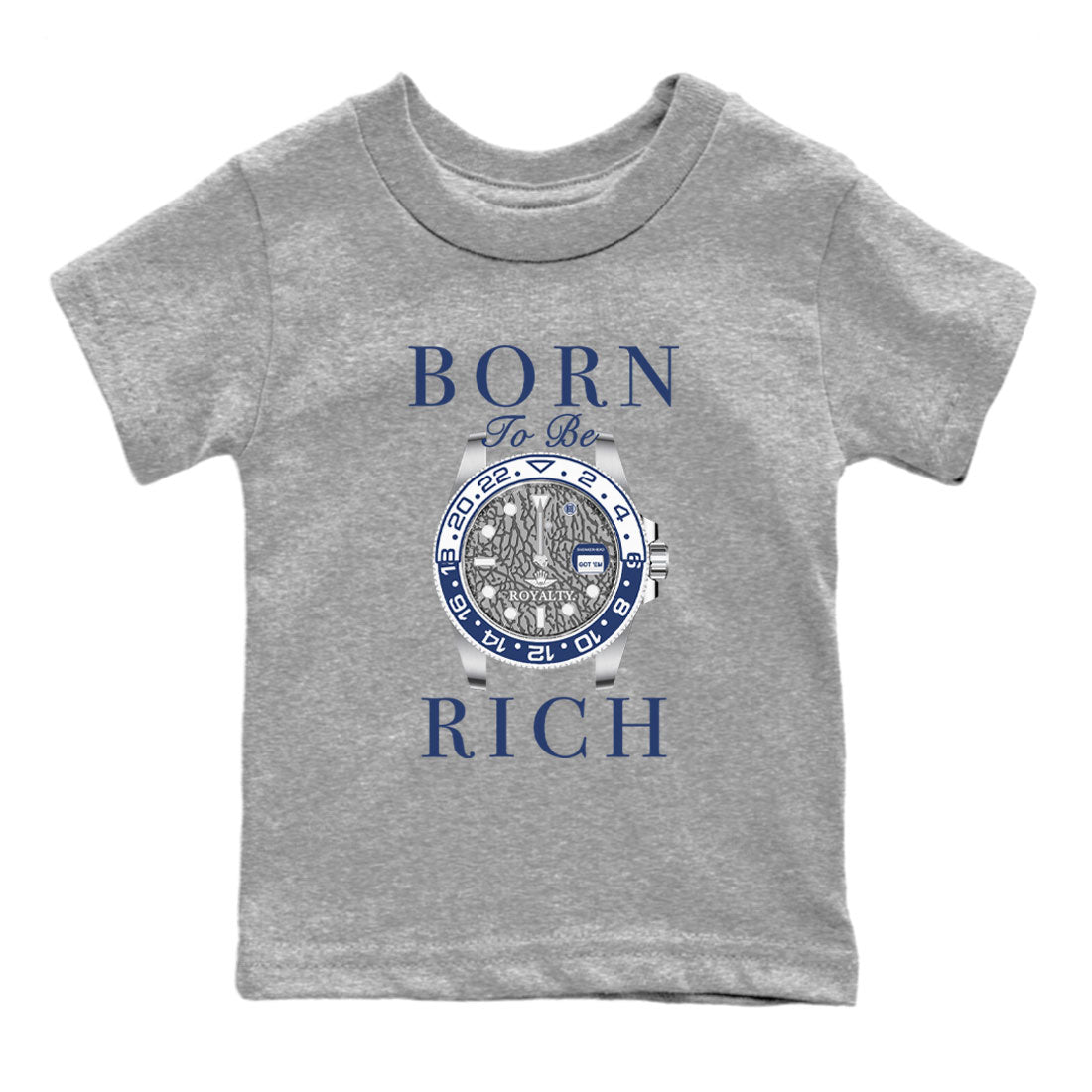AJ3 Midnight Navy shirt to match jordans Born To Rich sneaker match t-shirt 3s Midnight Navy Drip Gear Zone baby toddler Heather Grey 2 cotton sneaker tee