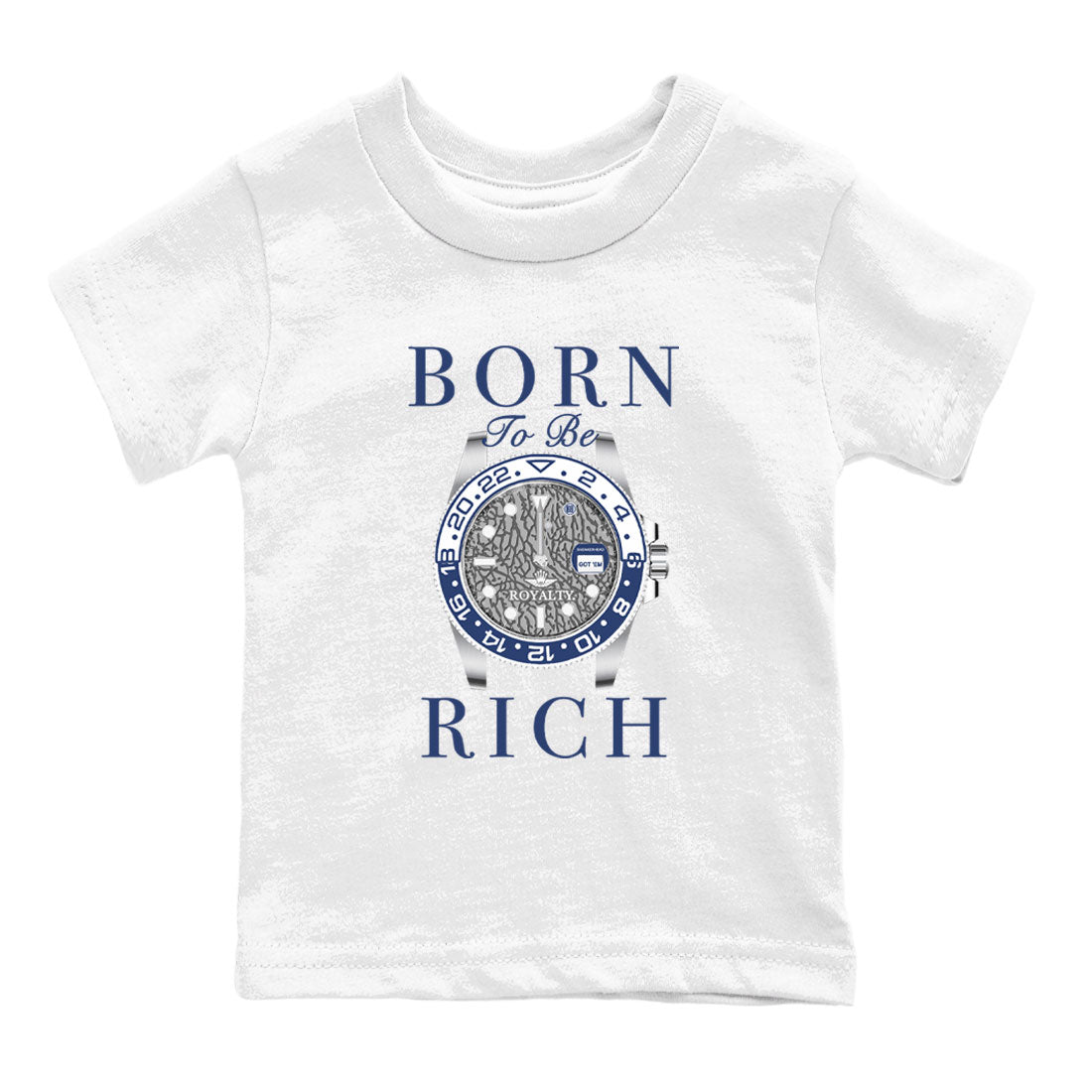 AJ3 Midnight Navy shirt to match jordans Born To Rich sneaker match t-shirt 3s Midnight Navy Drip Gear Zone baby toddler White 2 cotton sneaker tee
