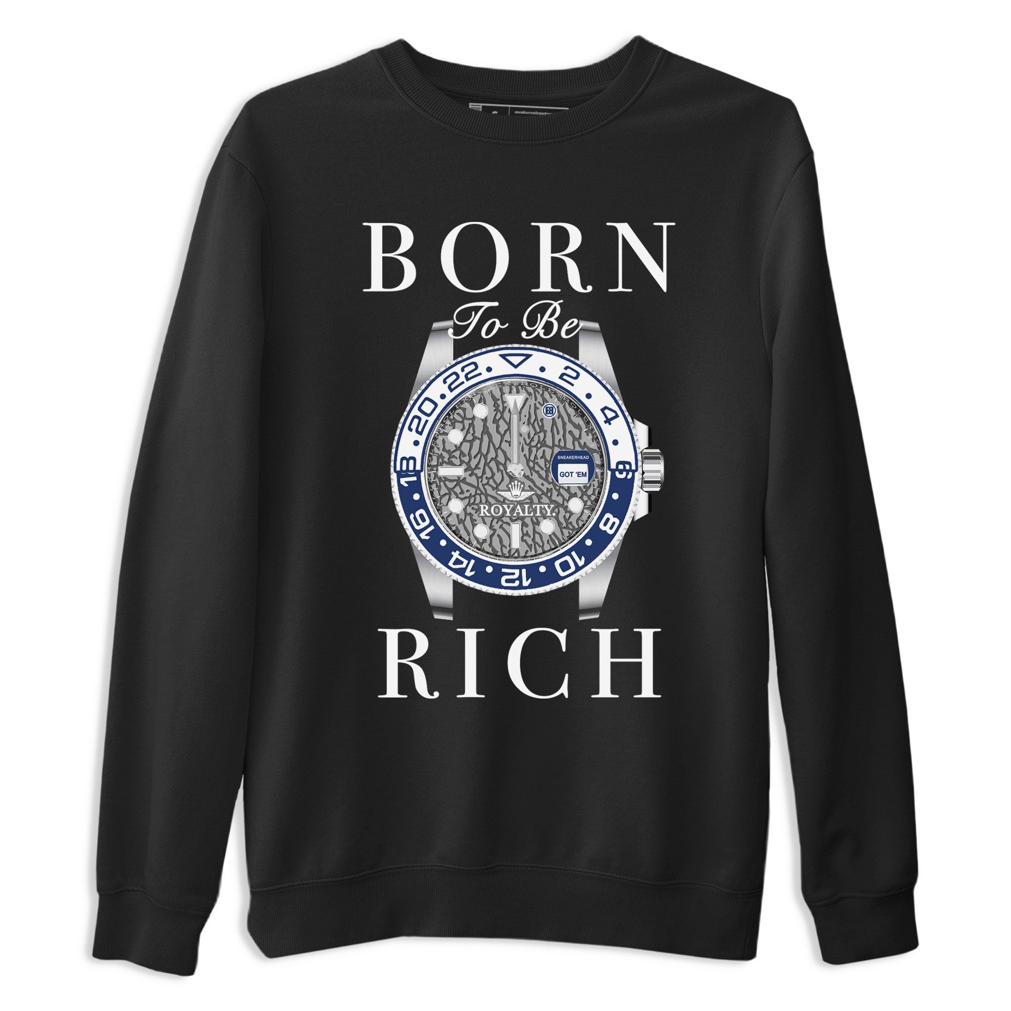AJ3 Midnight Navy shirt to match jordans Born To Rich sneaker match t-shirt 3s Midnight Navy Drip Gear Zone unisex cotton Black 2 Crew Neck T-Shirt