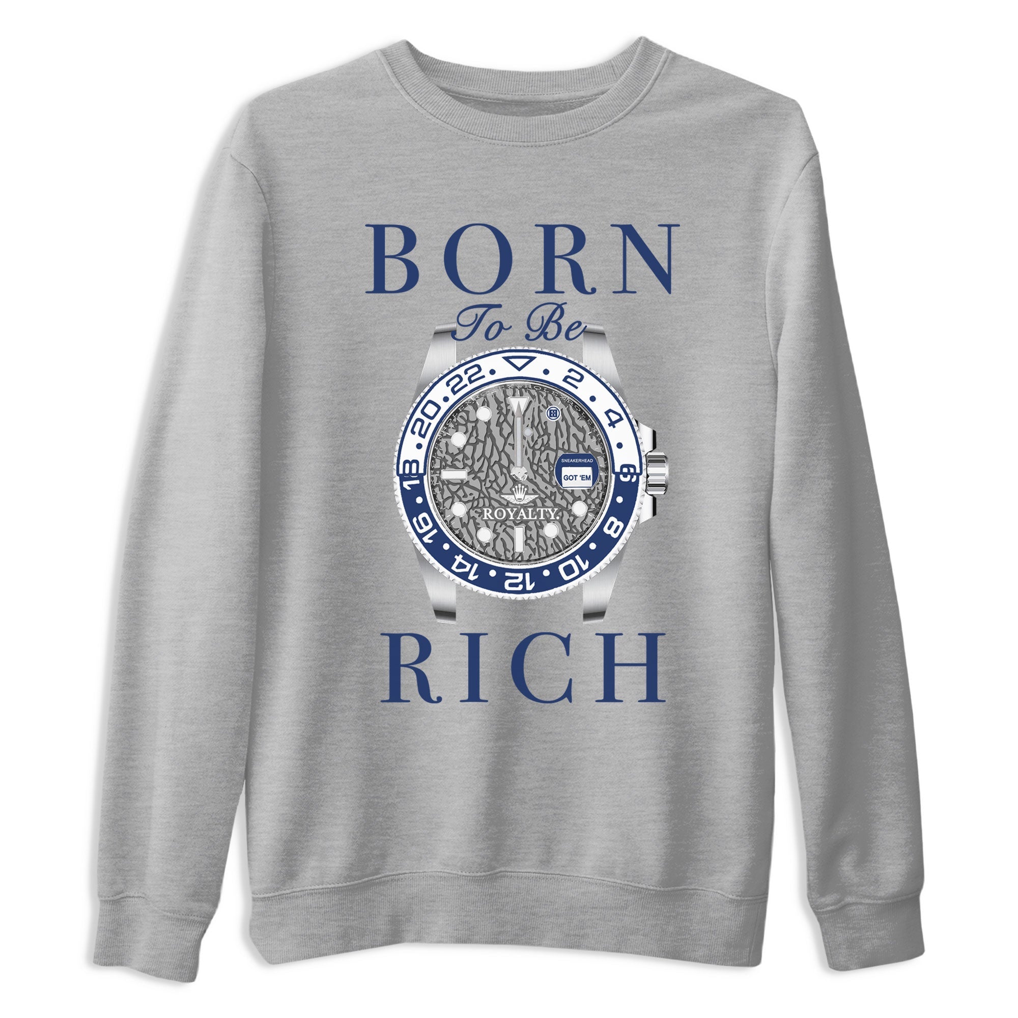 AJ3 Midnight Navy shirt to match jordans Born To Rich sneaker match t-shirt 3s Midnight Navy Drip Gear Zone unisex cotton Heather Grey 2 Crew Neck T-Shirt