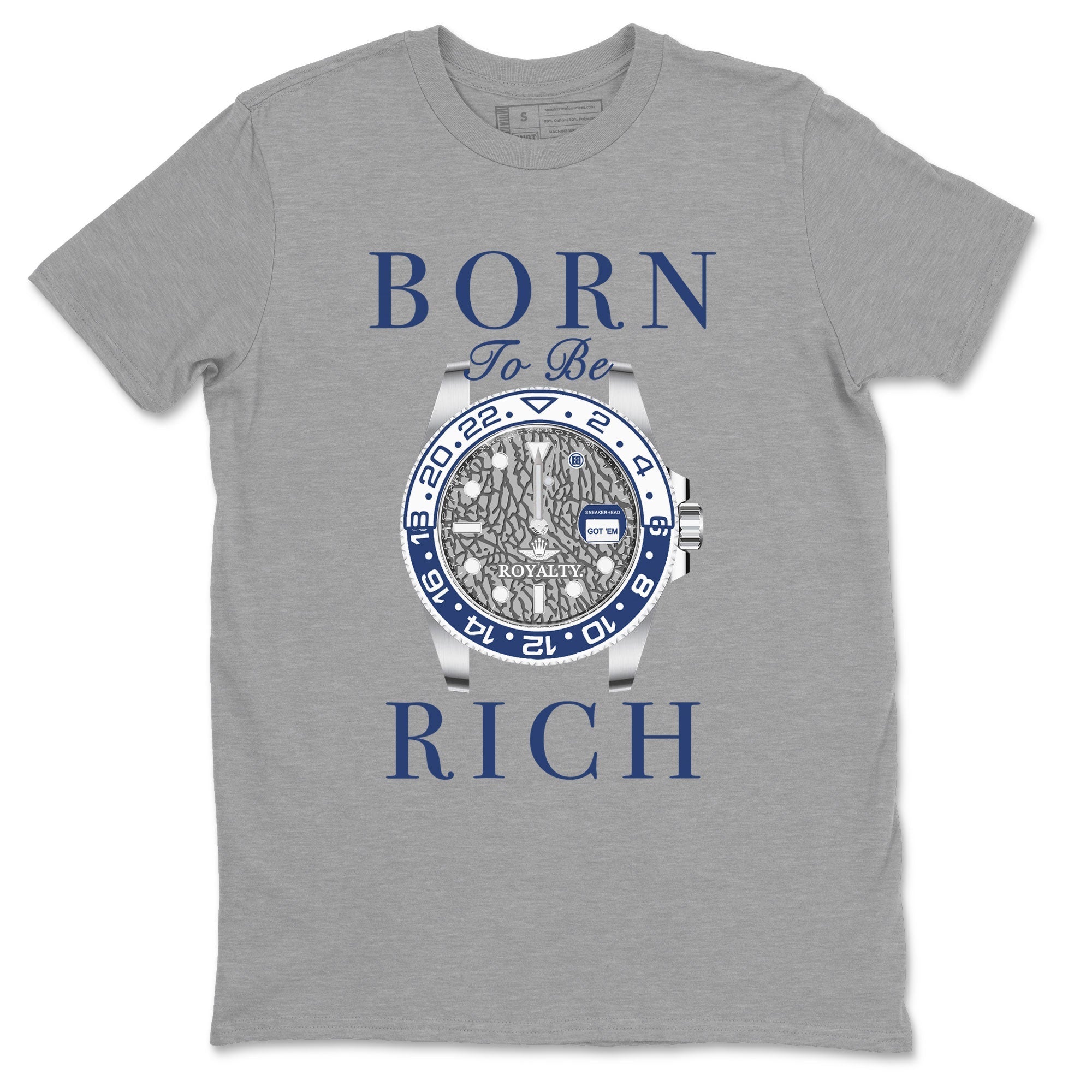 AJ3 Midnight Navy shirt to match jordans Born To Rich sneaker match t-shirt 3s Midnight Navy Drip Gear Zone unisex cotton Heather Grey 2 Crew Neck T-Shirt