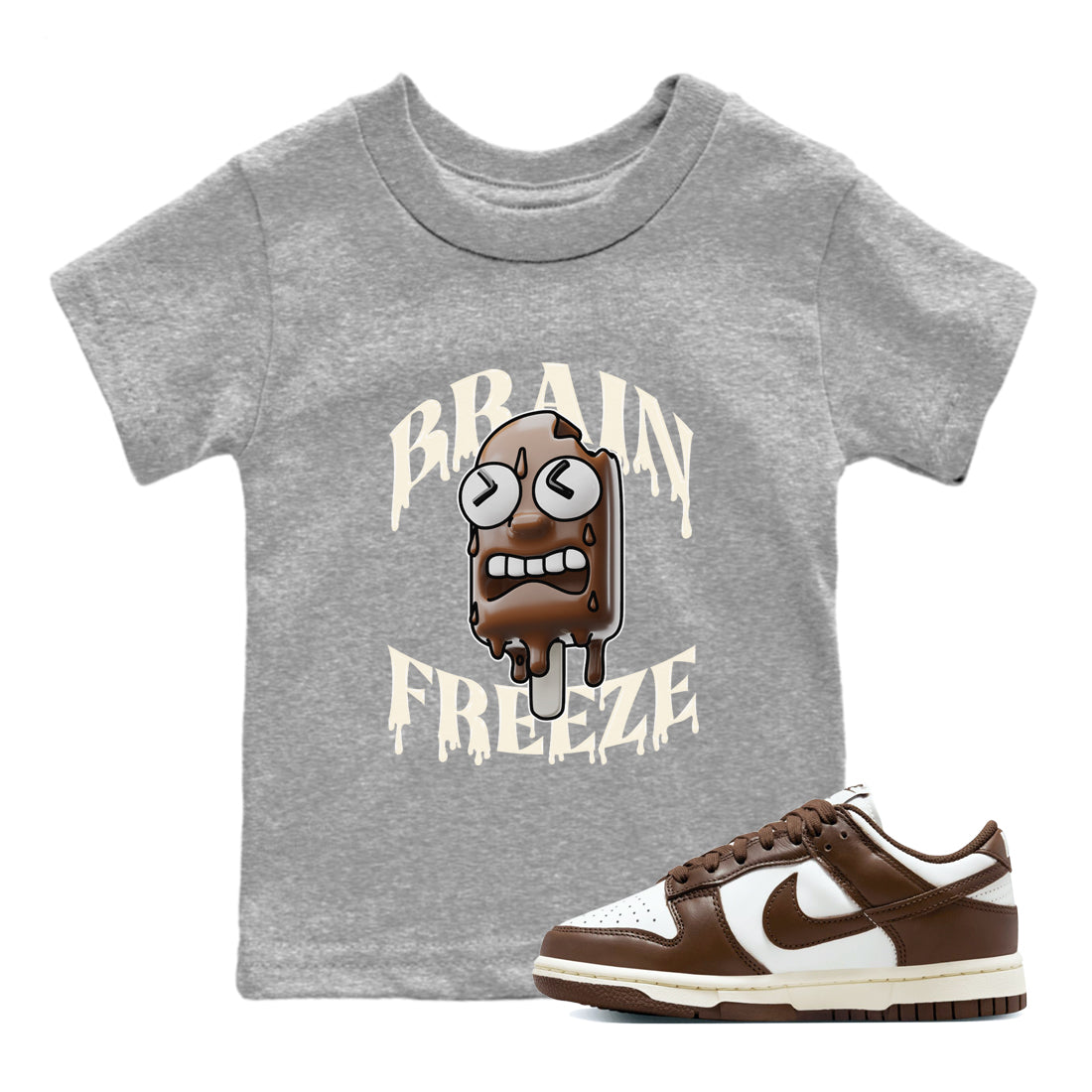 Dunk Cacao Wow shirt to match jordans Brain Freeze sneaker match tees Nike Dunk Cacao Wow Drip Gear Zone Baby Toddler Heather Grey 1 T-Shirt