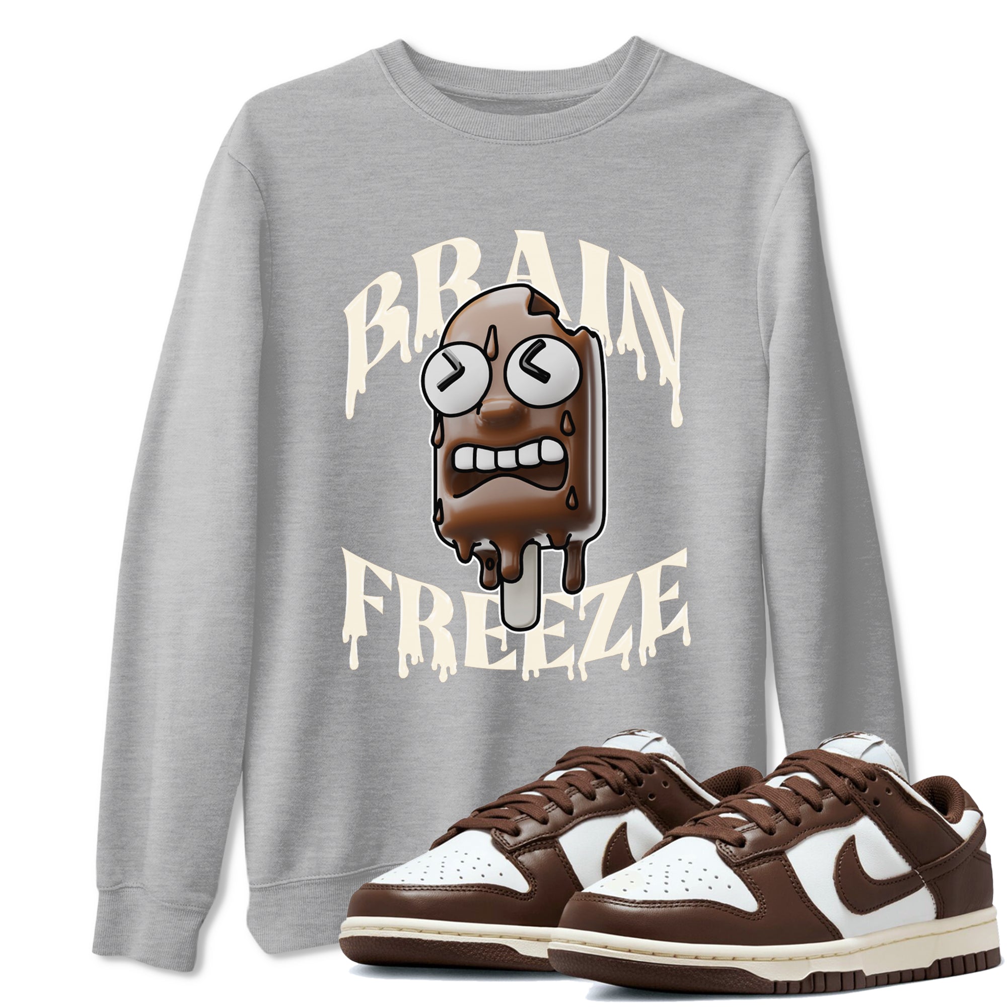 Dunk Cacao Wow shirt to match jordans Brain Freeze sneaker match tees Nike Dunk Cacao Wow Drip Gear Zone Unisex Heather Grey 1 T-Shirt