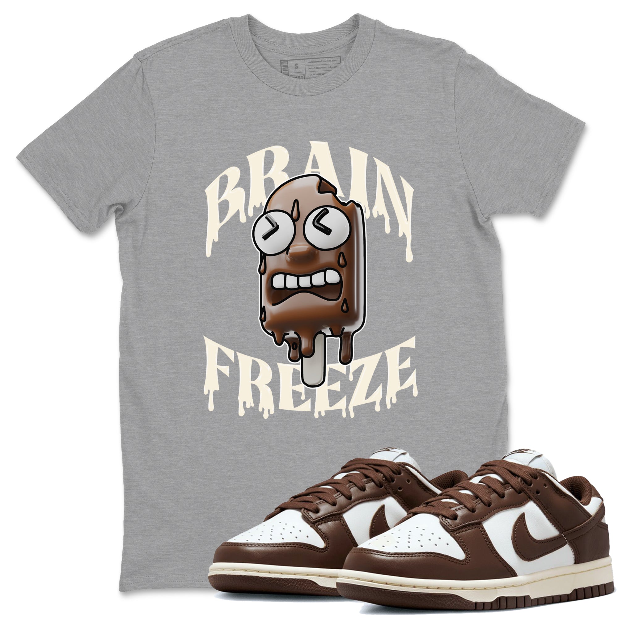 Dunk Cacao Wow shirt to match jordans Brain Freeze sneaker match tees Nike Dunk Cacao Wow Drip Gear Zone Unisex Heather Grey 1 T-Shirt