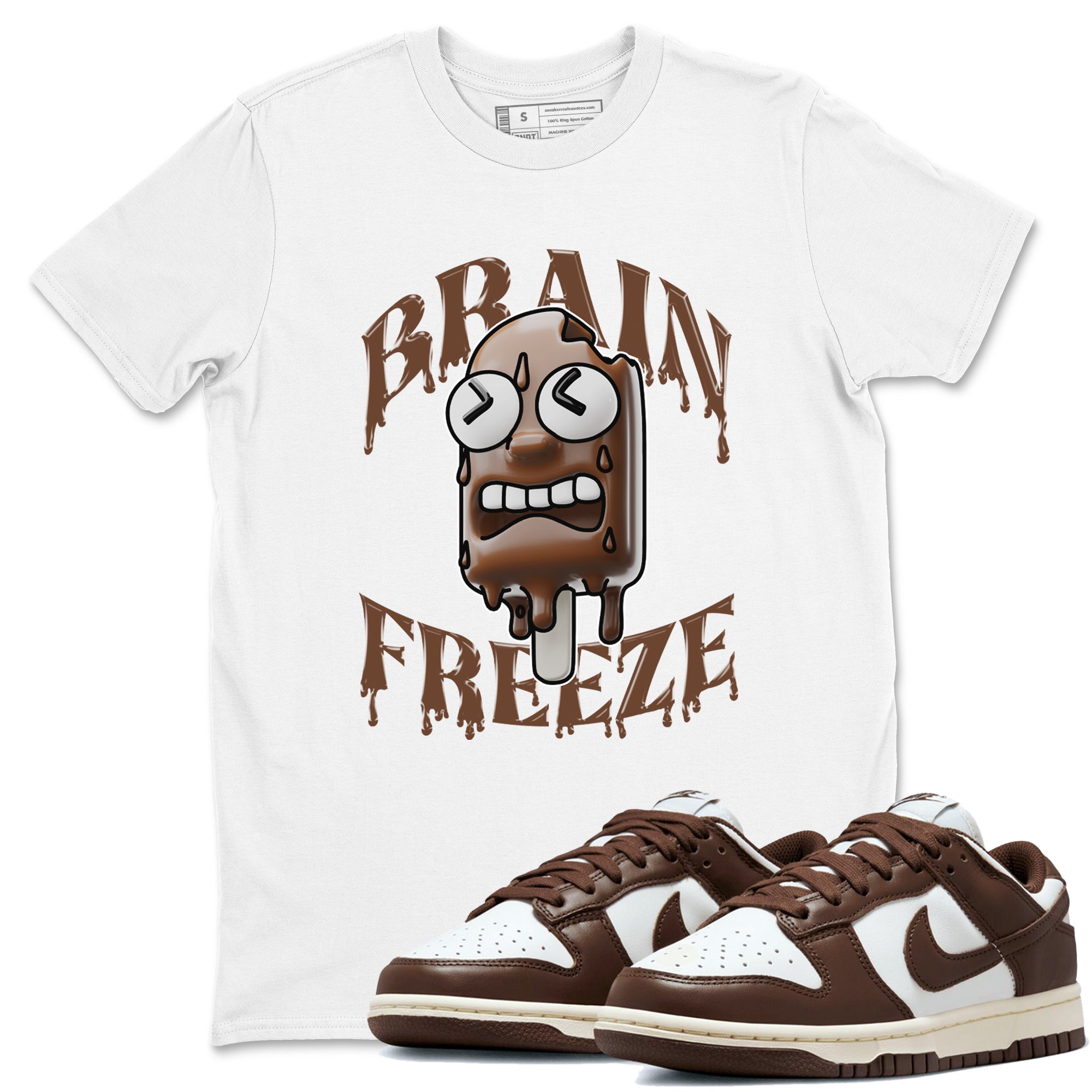 Dunk Cacao Wow shirt to match jordans Brain Freeze sneaker match tees Nike Dunk Cacao Wow Drip Gear Zone Unisex White 1 T-Shirt