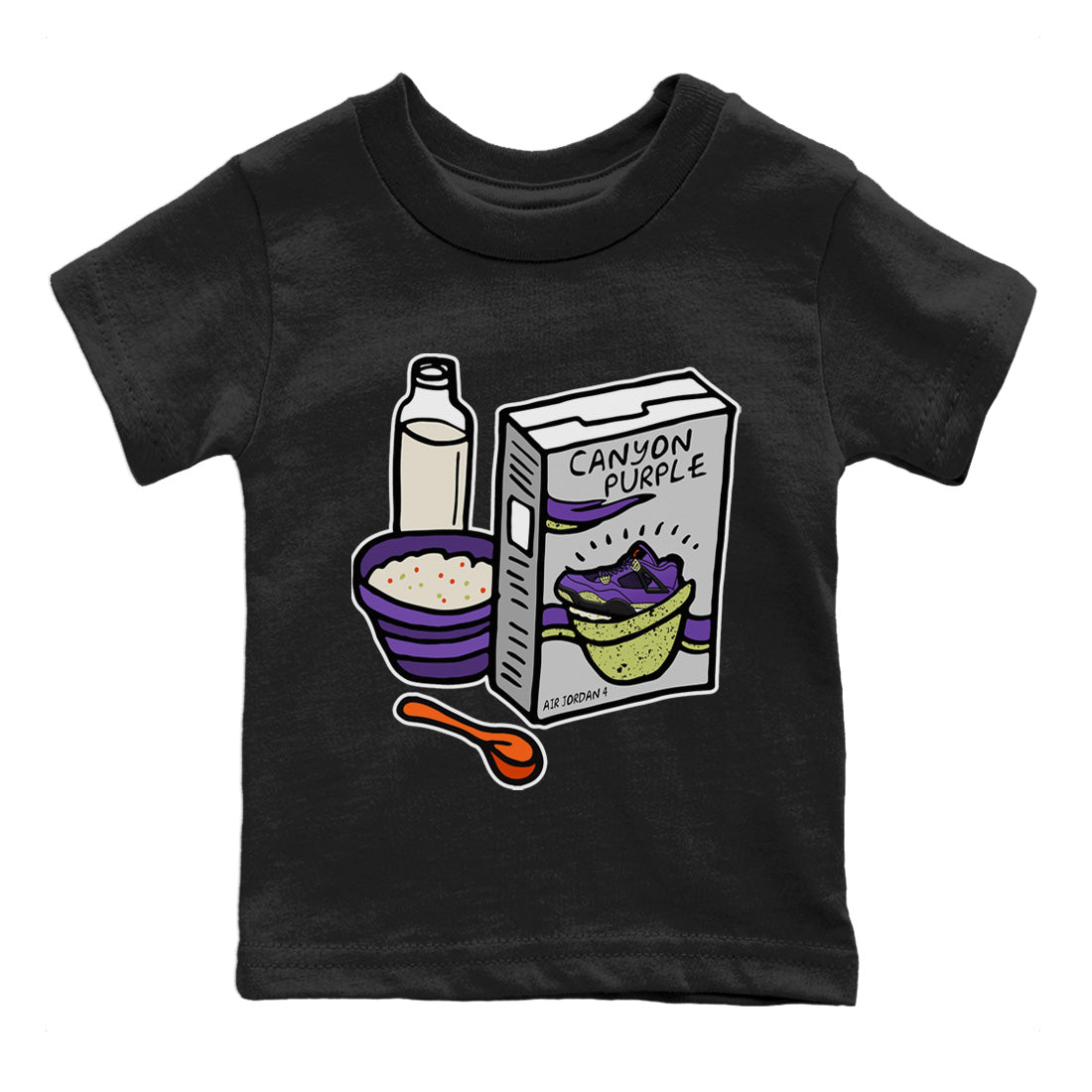 Jordan 4 Canyon Purple Sneaker Matching T-Shirt Breakfast Cereal Sneaker Tees Jordan 4 Canyon Purple Sneaker Release Tees Kids Shirts