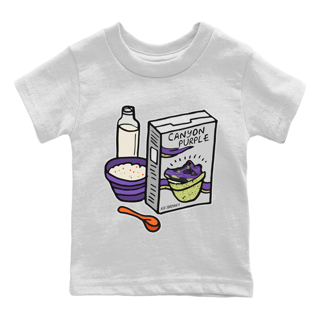 Jordan 4 Canyon Purple Sneaker Matching T-Shirt Breakfast Cereal Sneaker Tees Jordan 4 Canyon Purple Sneaker Release Tees Kids Shirts