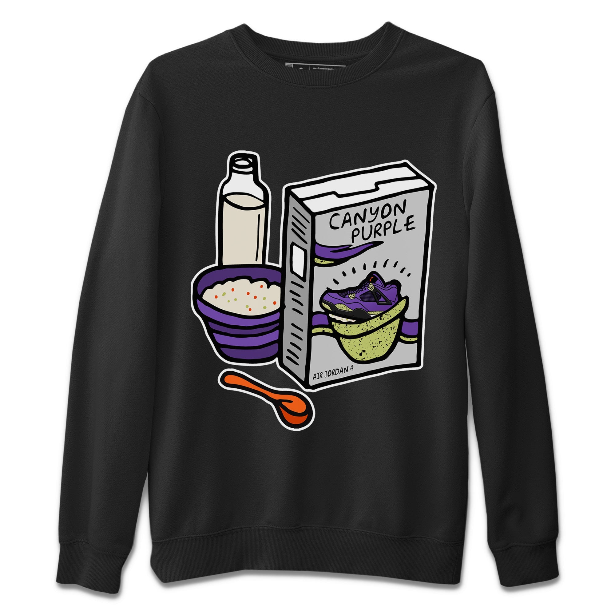 Jordan 4 Canyon Purple Sneaker Matching T-Shirt Breakfast Cereal Sneaker Tees Jordan 4 Canyon Purple Sneaker Release Tees Crew Neck Tees