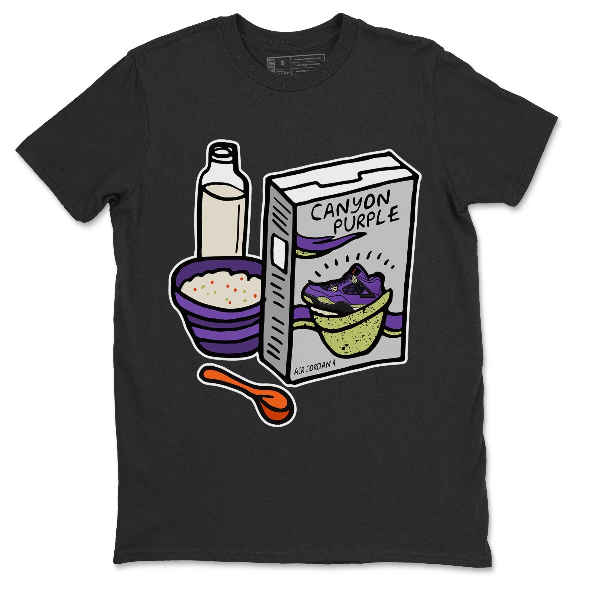 Jordan 4 Canyon Purple Sneaker Matching T-Shirt Breakfast Cereal Sneaker Tees Jordan 4 Canyon Purple Sneaker Release Tees Crew Neck Tees