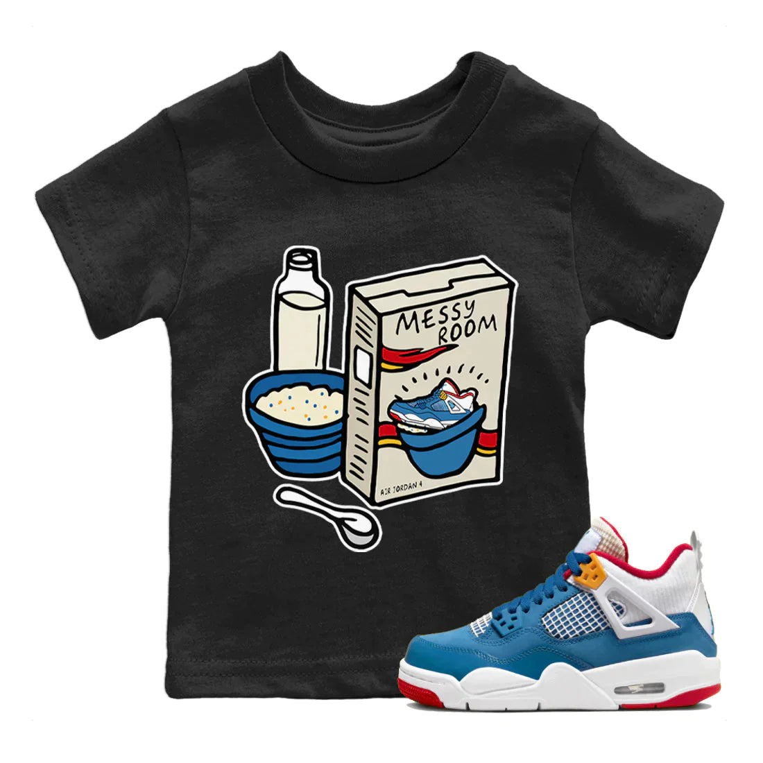 Jordan 4 Messy Room Sneaker Matching T-Shirt Breakfast Cereal Sneaker Tees Jordan 4 Messy Room Sneaker Release Tees Kids Shirts