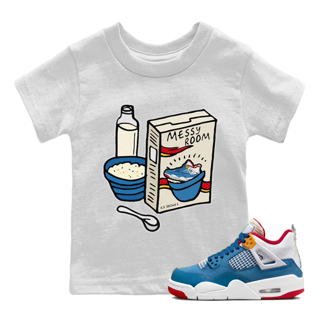 Jordan 4 Messy Room Sneaker Matching T-Shirt Breakfast Cereal Sneaker Tees Jordan 4 Messy Room Sneaker Release Tees Kids Shirts