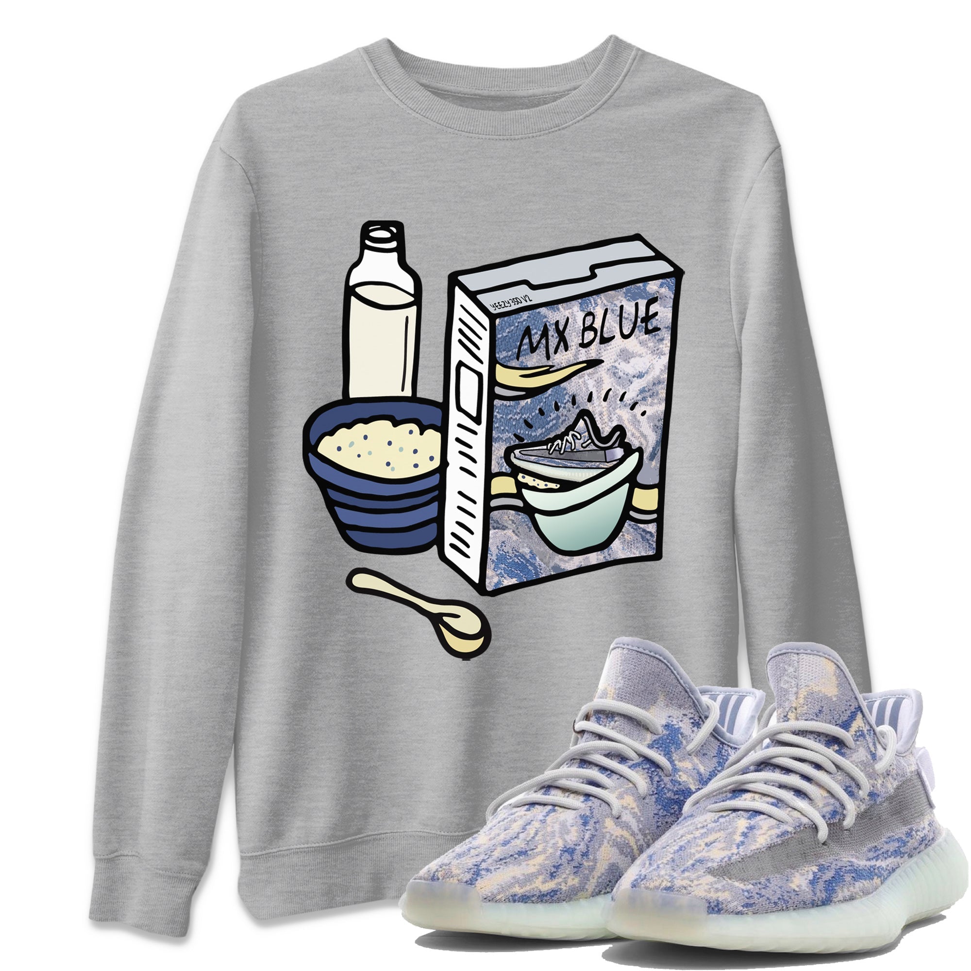 Yeezy 350 MX Blue Shirt To Match Jordans Breakfast Cereal Sneaker Tees Yeezy 350 MX Blue Drip Gear Zone Sneaker Matching Clothing Unisex Shirts