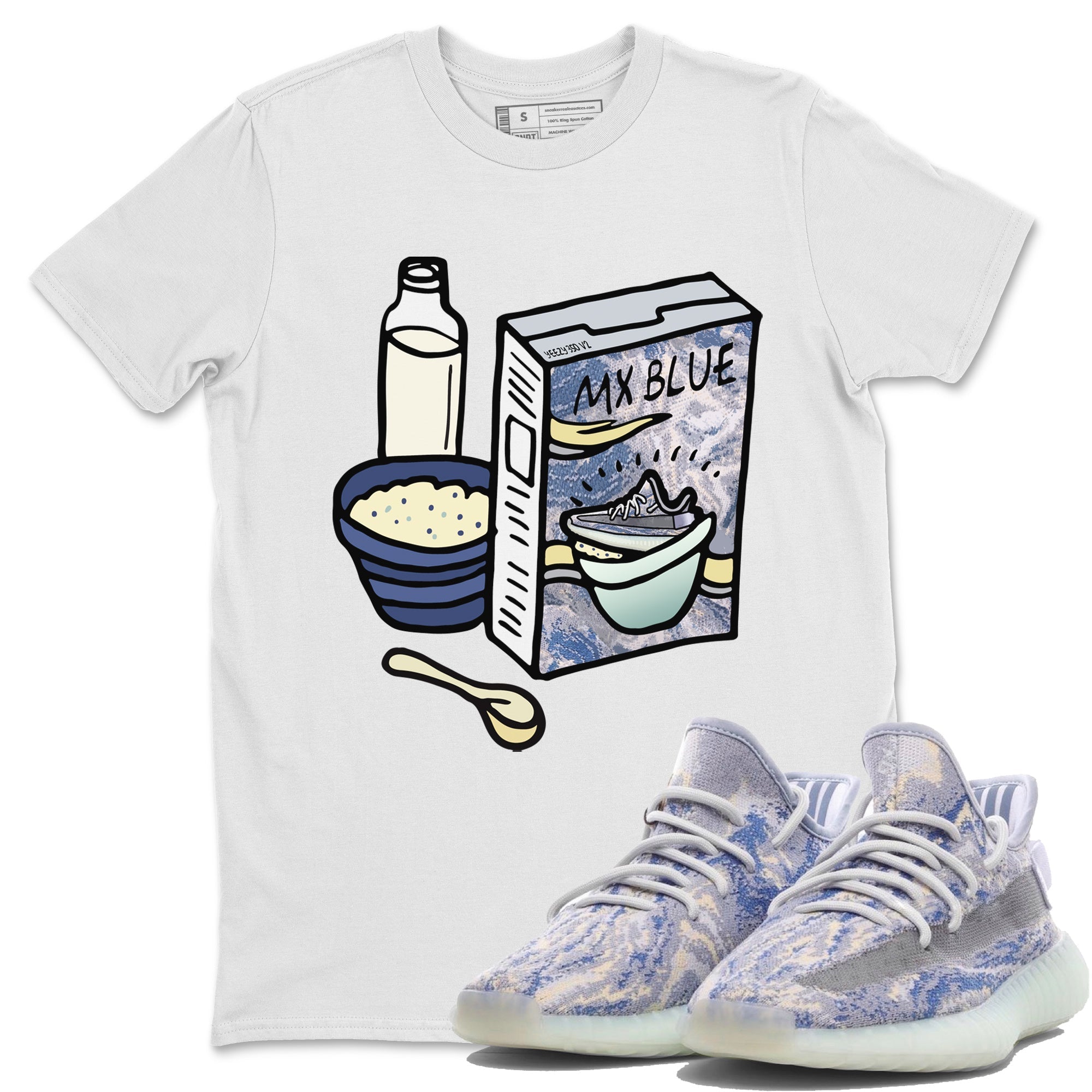 Yeezy 350 MX Blue Shirt To Match Jordans Breakfast Cereal Sneaker Tees Yeezy 350 MX Blue Drip Gear Zone Sneaker Matching Clothing Unisex Shirts