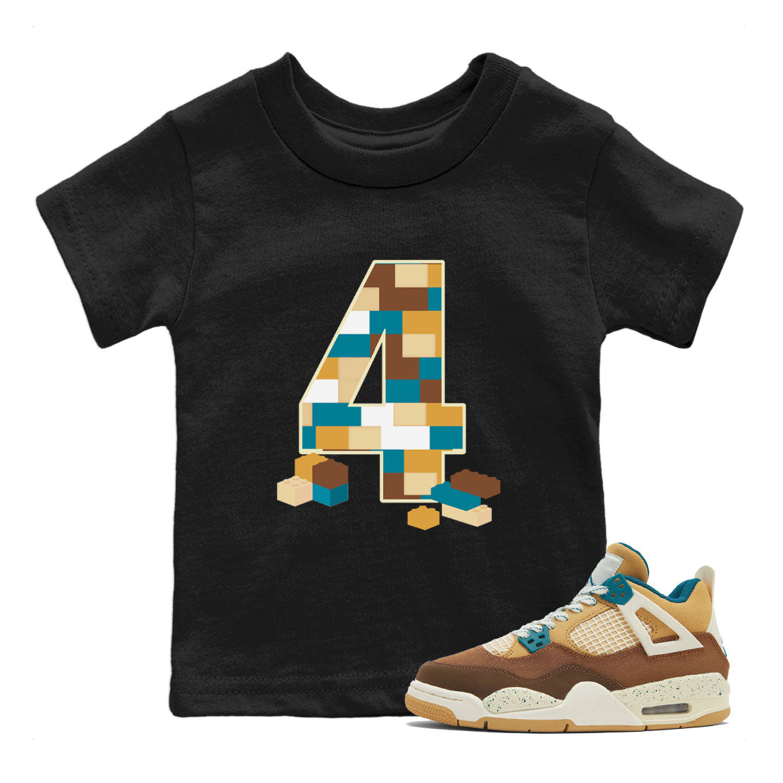 Air Jordan 4 GS Cacao Wow Match To Jordans Brick Number Four Streetwear Sneaker Shirt Air Jordan 4 Cacao Wow Drip Gear Zone Sneaker Matching Clothing Kids Shirts Black 1