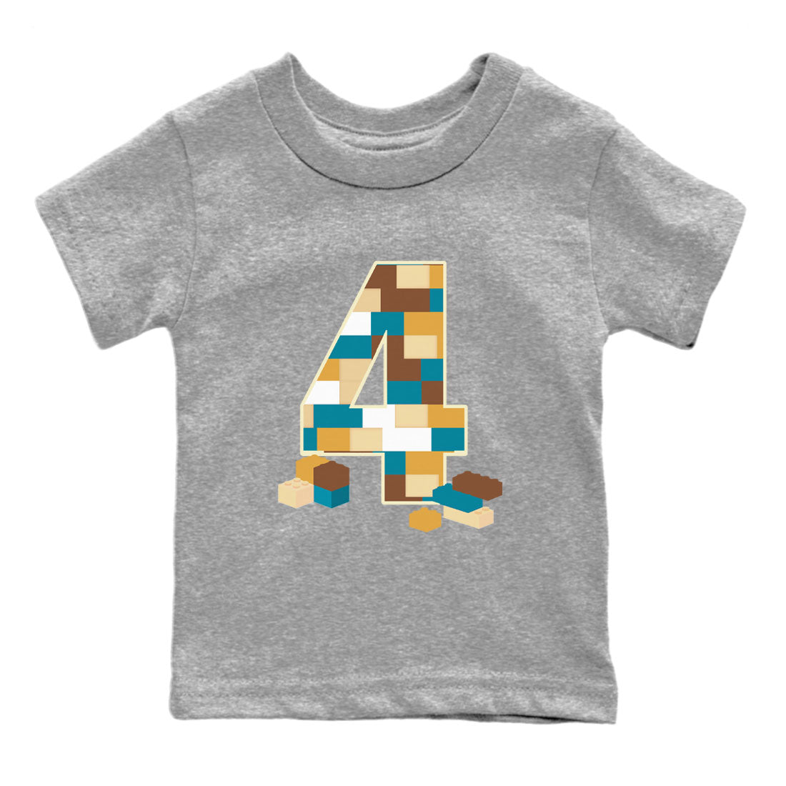 Air Jordan 4 GS Cacao Wow Match To Jordans Brick Number Four Streetwear Sneaker Shirt Air Jordan 4 Cacao Wow Drip Gear Zone Sneaker Matching Clothing Kids Shirts Heather Grey 2