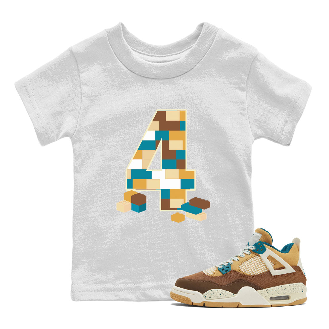 Air Jordan 4 GS Cacao Wow Match To Jordans Brick Number Four Streetwear Sneaker Shirt Air Jordan 4 Cacao Wow Drip Gear Zone Sneaker Matching Clothing Kids Shirts White 1