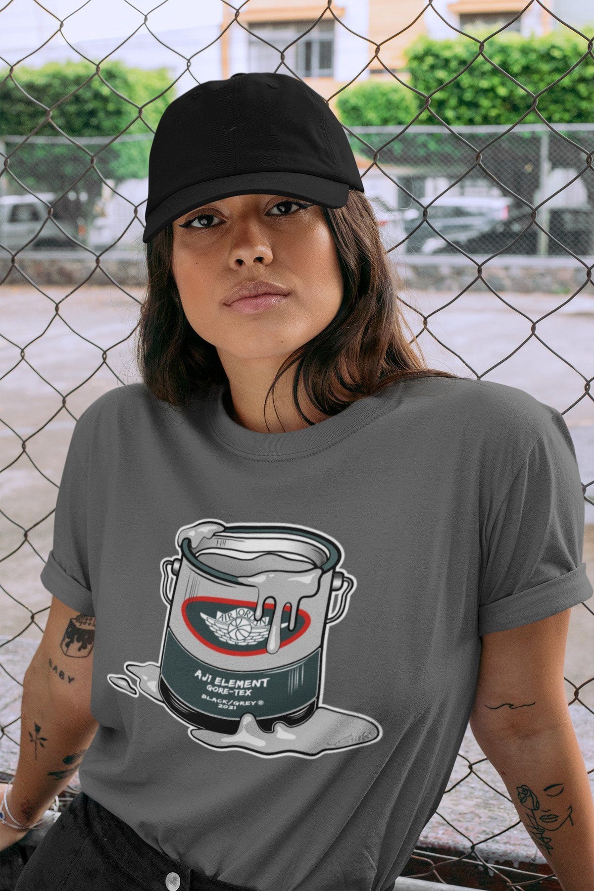 Jordan 1 Element Gore-Tex Black Grey Sneaker Matching T-Shirt Bucket Sneaker Tees Jordan 1 Element Gore-Tex Black Grey Sneaker Release Tees Crew Neck Tees