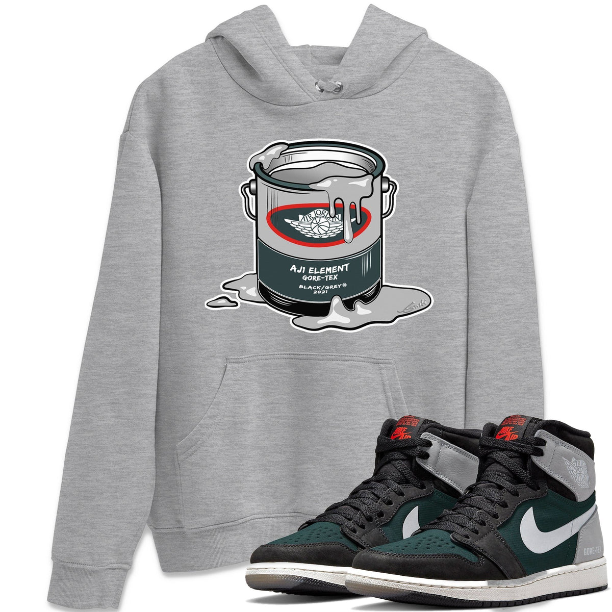 Jordan 1 Element Gore-Tex Black Grey Sneaker Matching T-Shirt Bucket Sneaker Tees Jordan 1 Element Gore-Tex Black Grey Sneaker Release Tees Crew Neck Tees