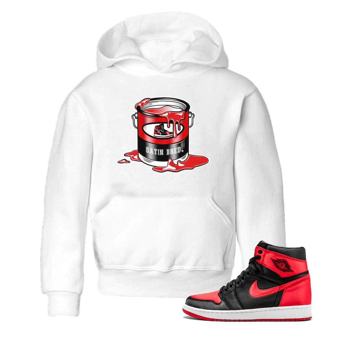 Air Jordan 1 Satin Bred shirt to match jordans Bucket Streetwear Sneaker Shirt Air Jordan 1 Retro High OG Satin Bred Drip Gear Zone Sneaker Matching Clothing Baby Toddler White 1 T-Shirt