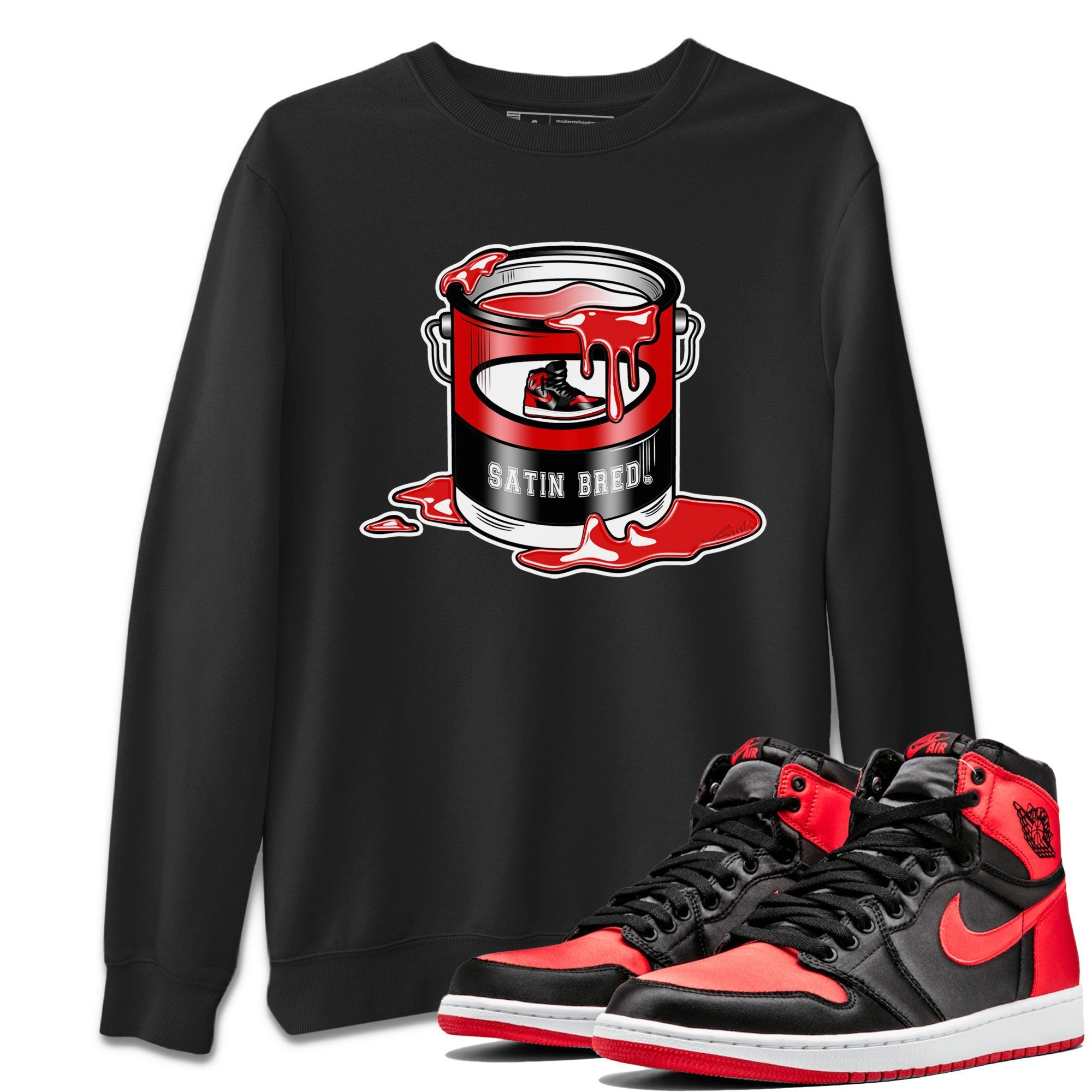 Air Jordan 1 Satin Bred shirt to match jordans Bucket Streetwear Sneaker Shirt Air Jordan 1 Retro High OG Satin Bred Drip Gear Zone Sneaker Matching Clothing Unisex Black 1 T-Shirt