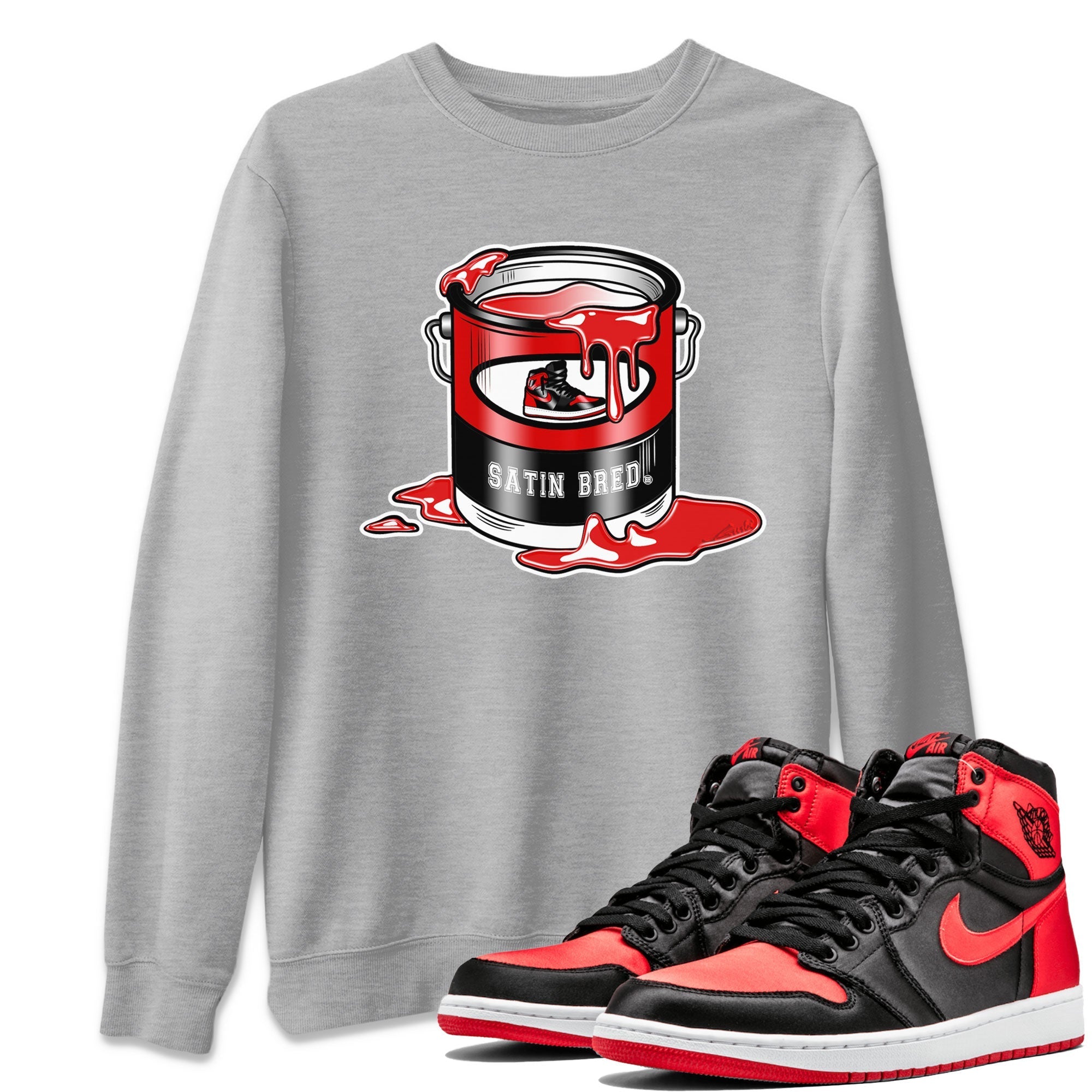 Air Jordan 1 Satin Bred shirt to match jordans Bucket Streetwear Sneaker Shirt Air Jordan 1 Retro High OG Satin Bred Drip Gear Zone Sneaker Matching Clothing Unisex Heather Grey 1 T-Shirt