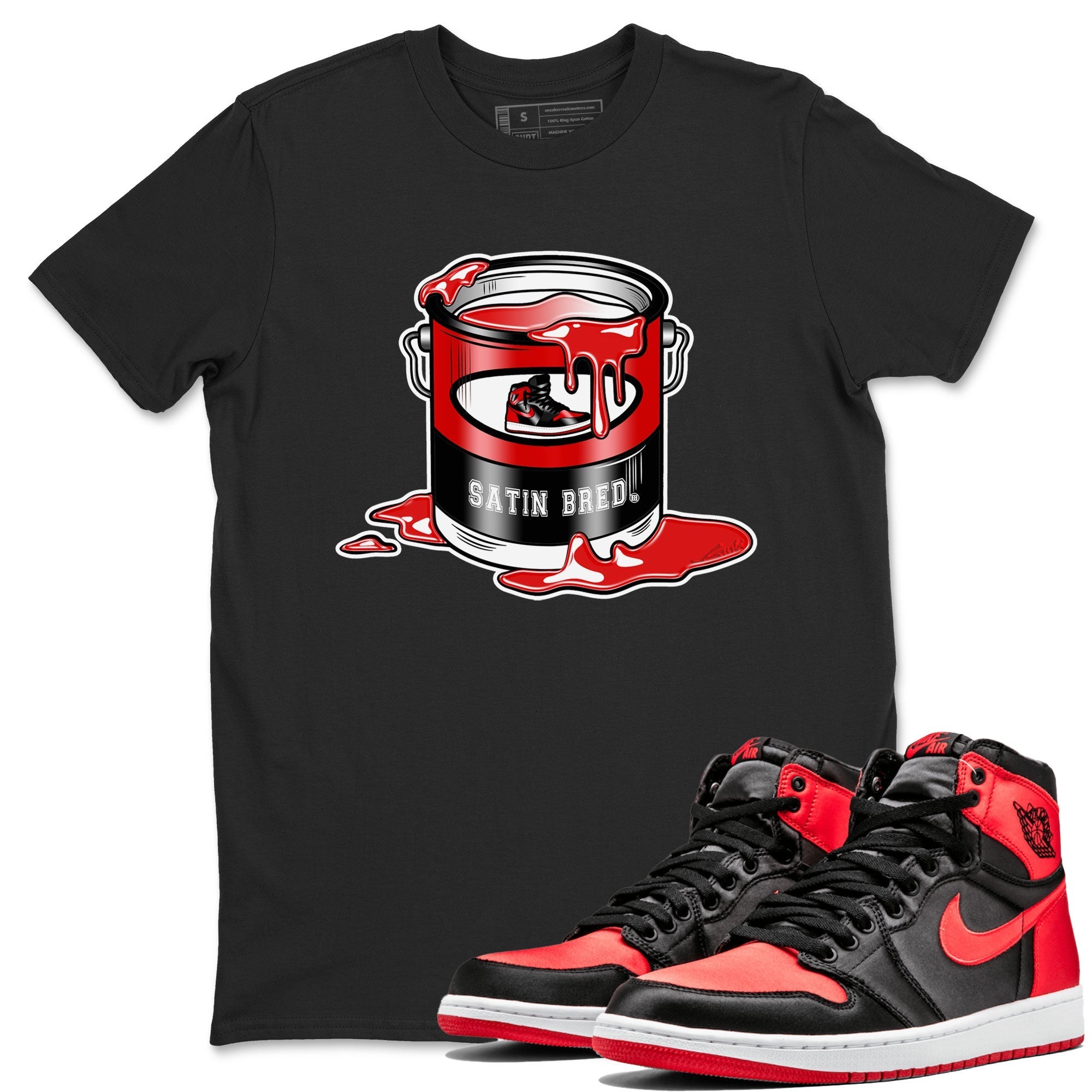 Air Jordan 1 Satin Bred shirt to match jordans Bucket Streetwear Sneaker Shirt Air Jordan 1 Retro High OG Satin Bred Drip Gear Zone Sneaker Matching Clothing Unisex Black 1 T-Shirt