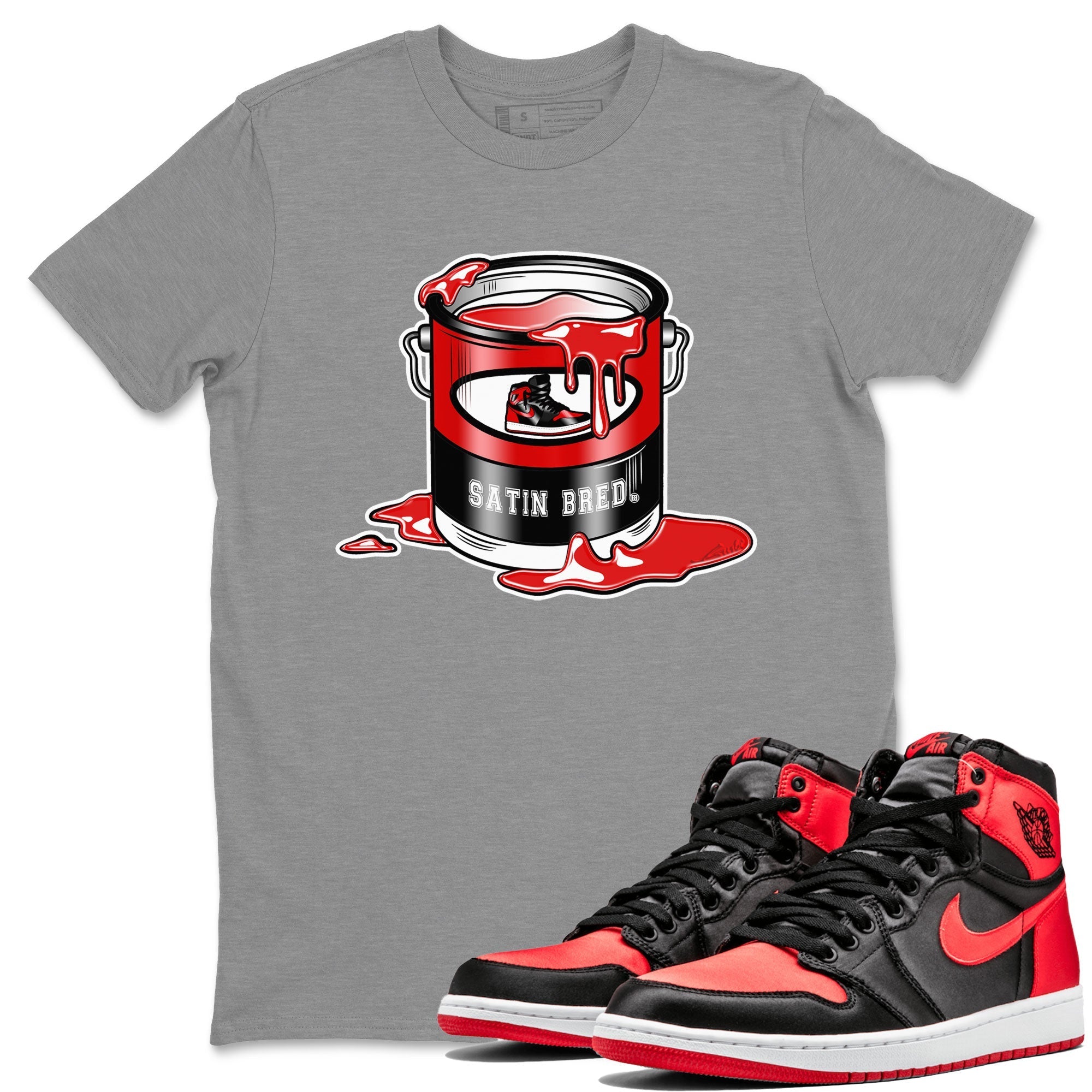 Air Jordan 1 Satin Bred shirt to match jordans Bucket Streetwear Sneaker Shirt Air Jordan 1 Retro High OG Satin Bred Drip Gear Zone Sneaker Matching Clothing Unisex Heather Grey 1 T-Shirt