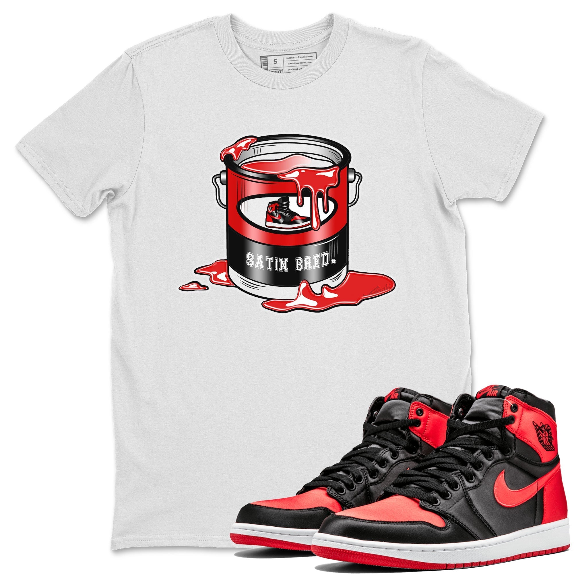 Air Jordan 1 Satin Bred shirt to match jordans Bucket Streetwear Sneaker Shirt Air Jordan 1 Retro High OG Satin Bred Drip Gear Zone Sneaker Matching Clothing Unisex White 1 T-Shirt