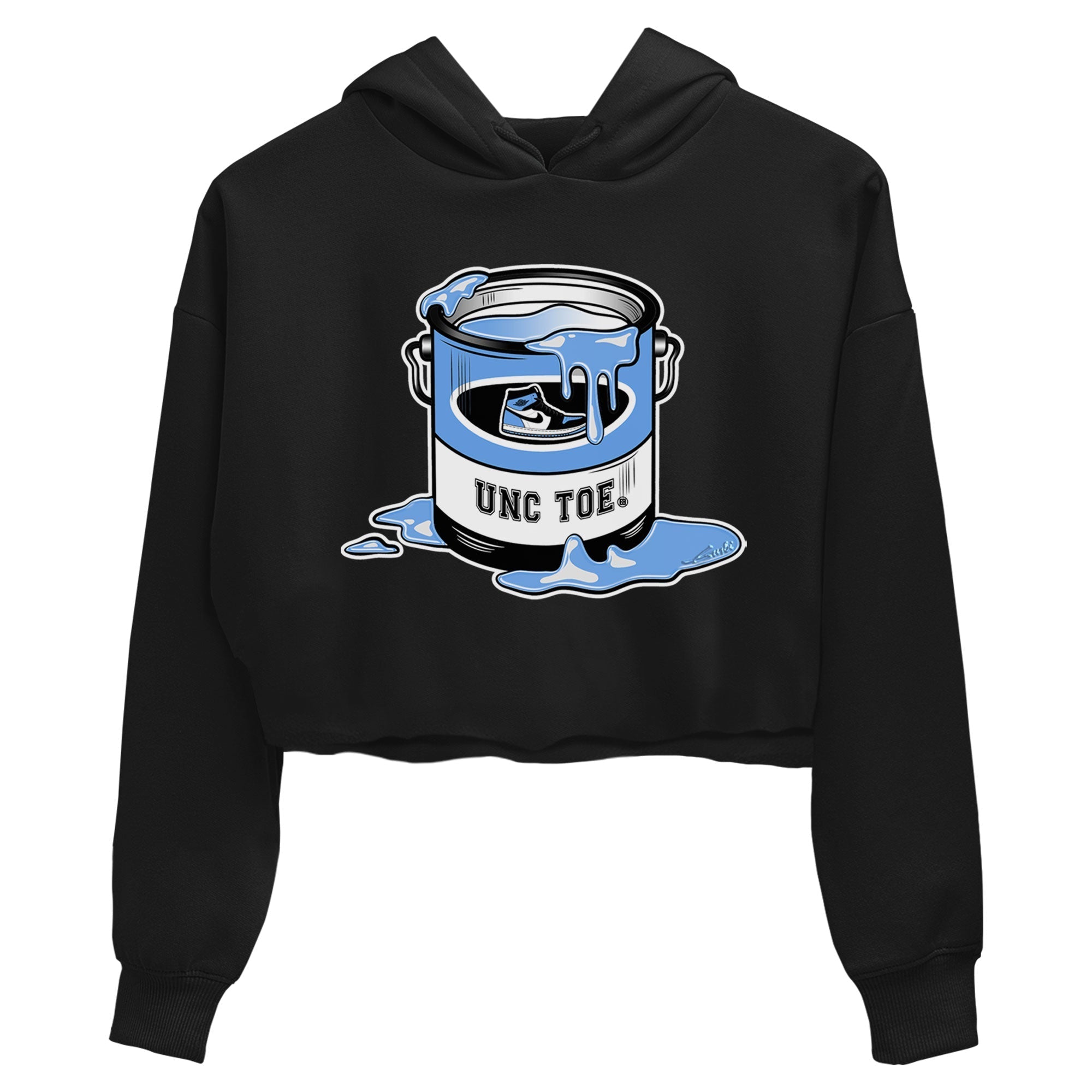 Air Jordan 1 UNC Toe shirt to match jordans Bucket Streetwear Sneaker Shirt Air Jordan 1 Retro High OG UNC Toe Drip Gear Zone Sneaker Matching Clothing Black 2 Crop T-Shirt