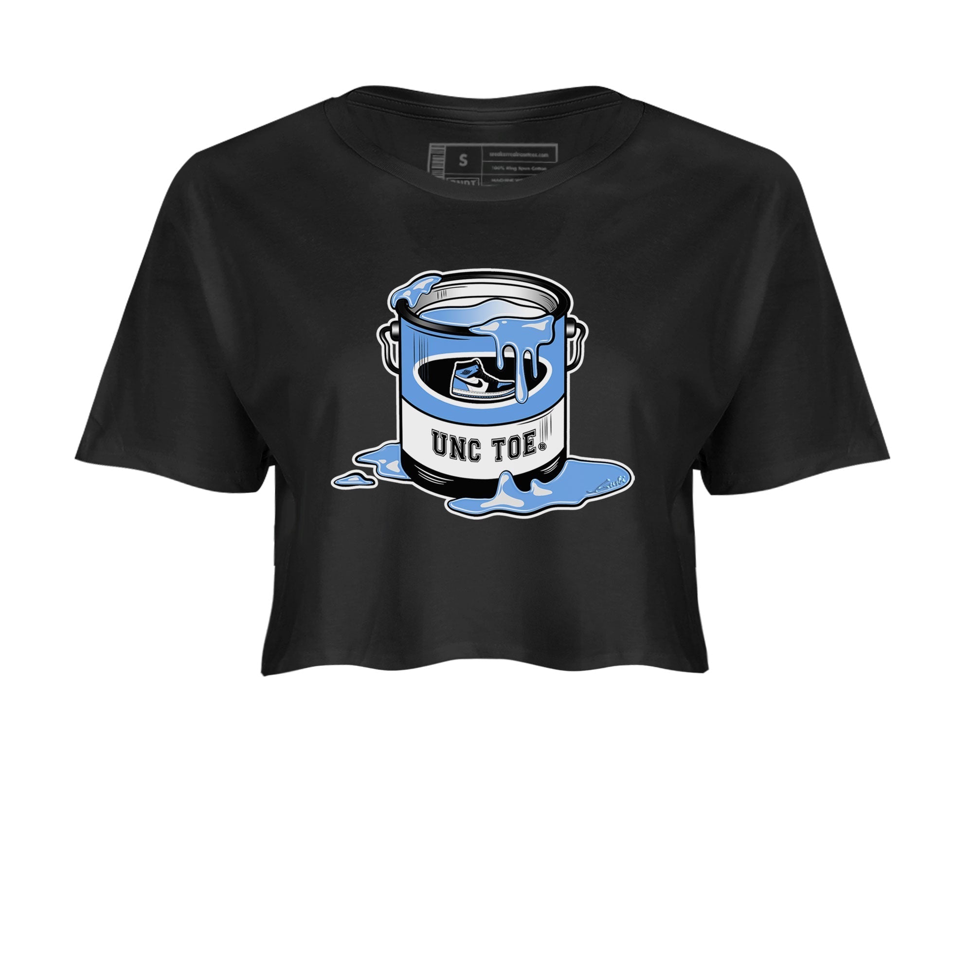 Air Jordan 1 UNC Toe shirt to match jordans Bucket Streetwear Sneaker Shirt Air Jordan 1 Retro High OG UNC Toe Drip Gear Zone Sneaker Matching Clothing Black 2 Crop T-Shirt