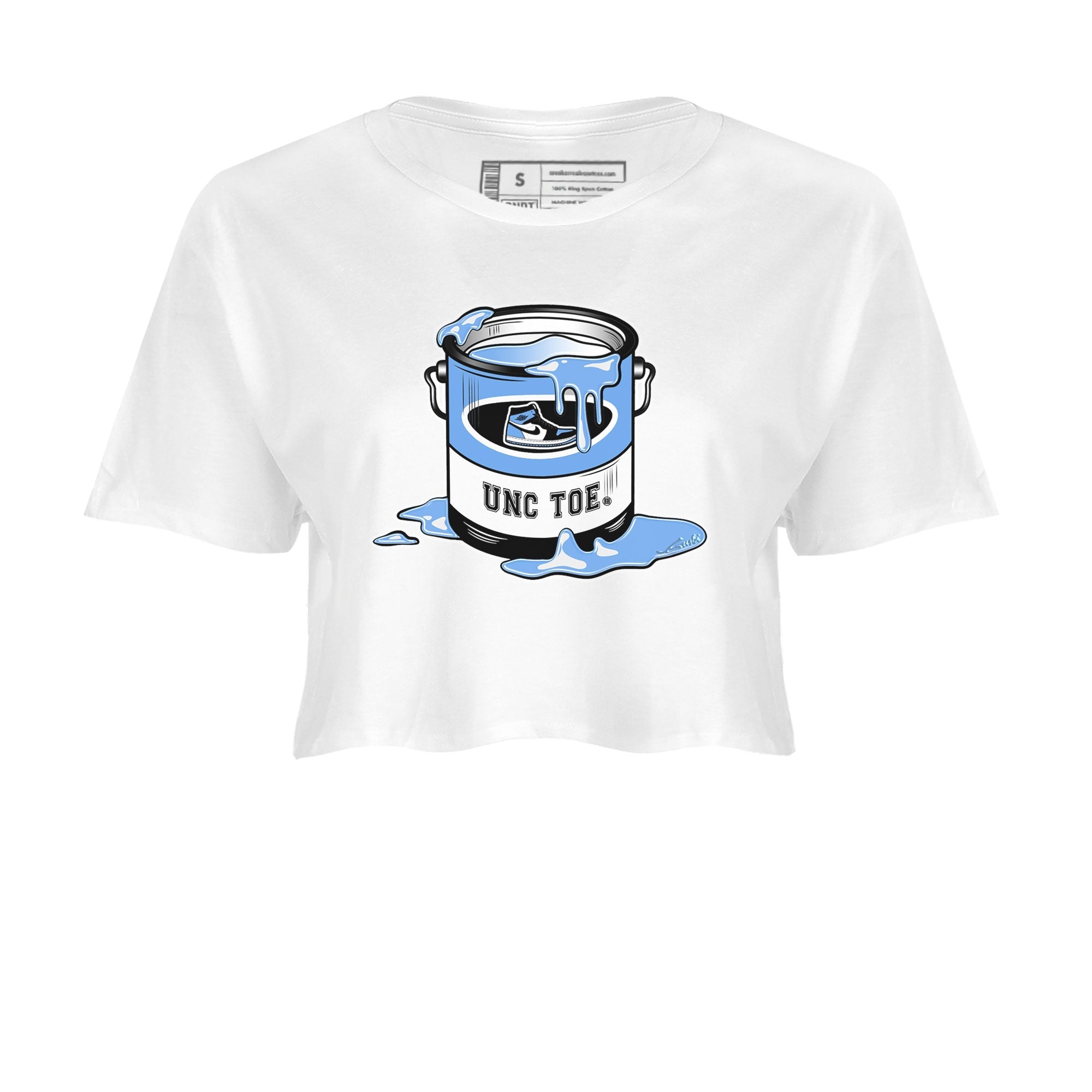 Air Jordan 1 UNC Toe shirt to match jordans Bucket Streetwear Sneaker Shirt Air Jordan 1 Retro High OG UNC Toe Drip Gear Zone Sneaker Matching Clothing White 2 Crop T-Shirt