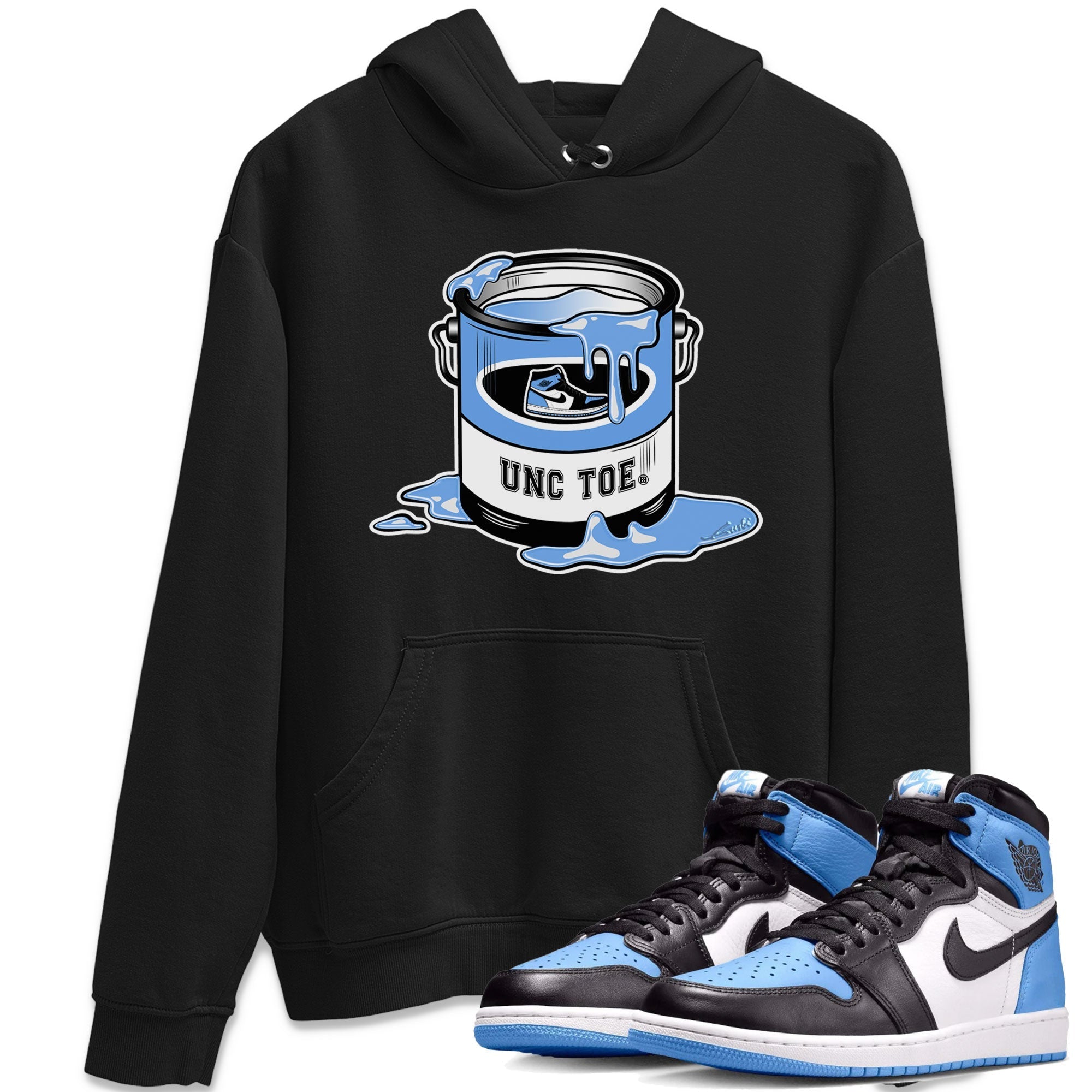 Air Jordan 1 UNC Toe shirt to match jordans Bucket Streetwear Sneaker Shirt Air Jordan 1 Retro High OG UNC Toe Drip Gear Zone Sneaker Matching Clothing Unisex Black 1 T-Shirt