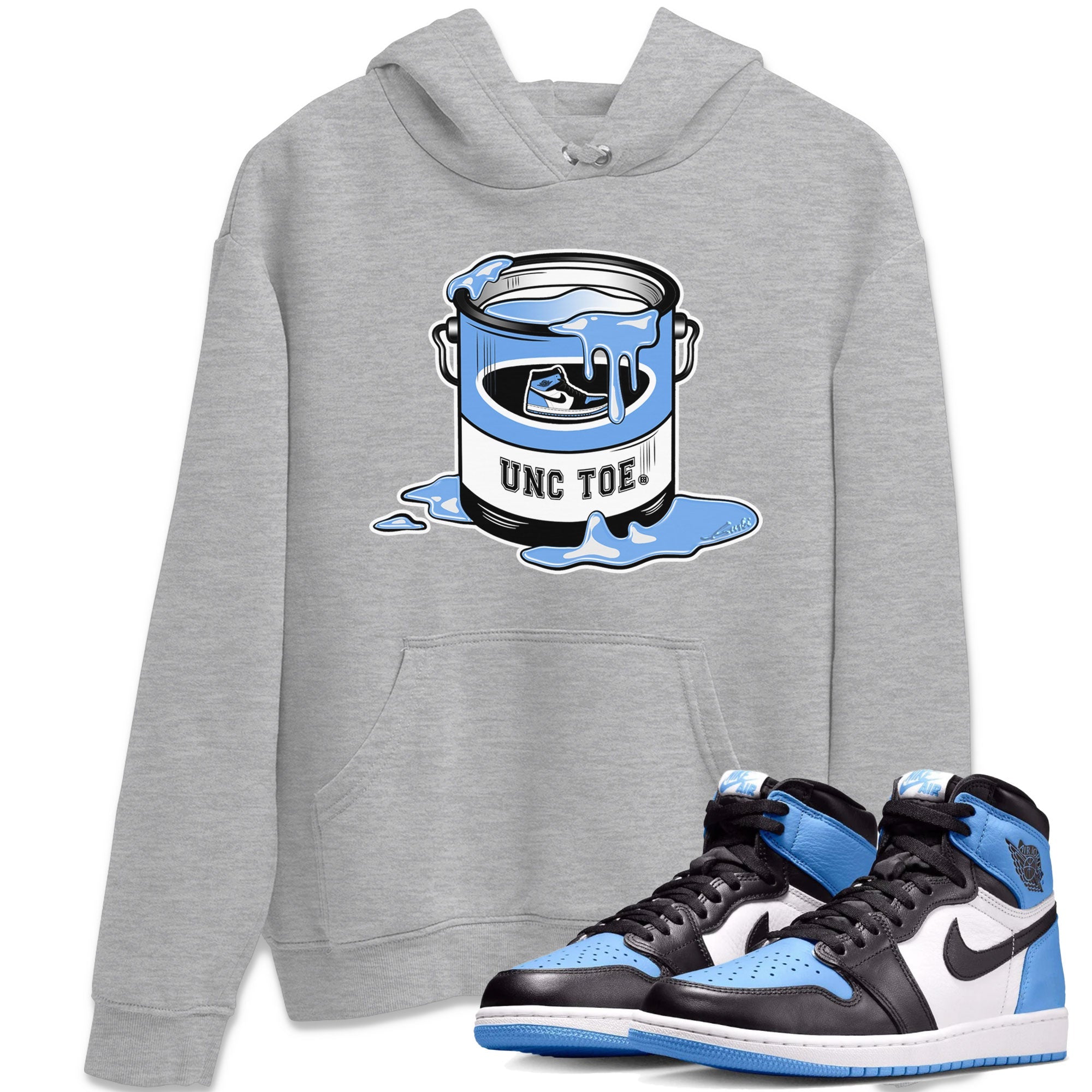 Air Jordan 1 UNC Toe shirt to match jordans Bucket Streetwear Sneaker Shirt Air Jordan 1 Retro High OG UNC Toe Drip Gear Zone Sneaker Matching Clothing Unisex Heather Grey 1 T-Shirt