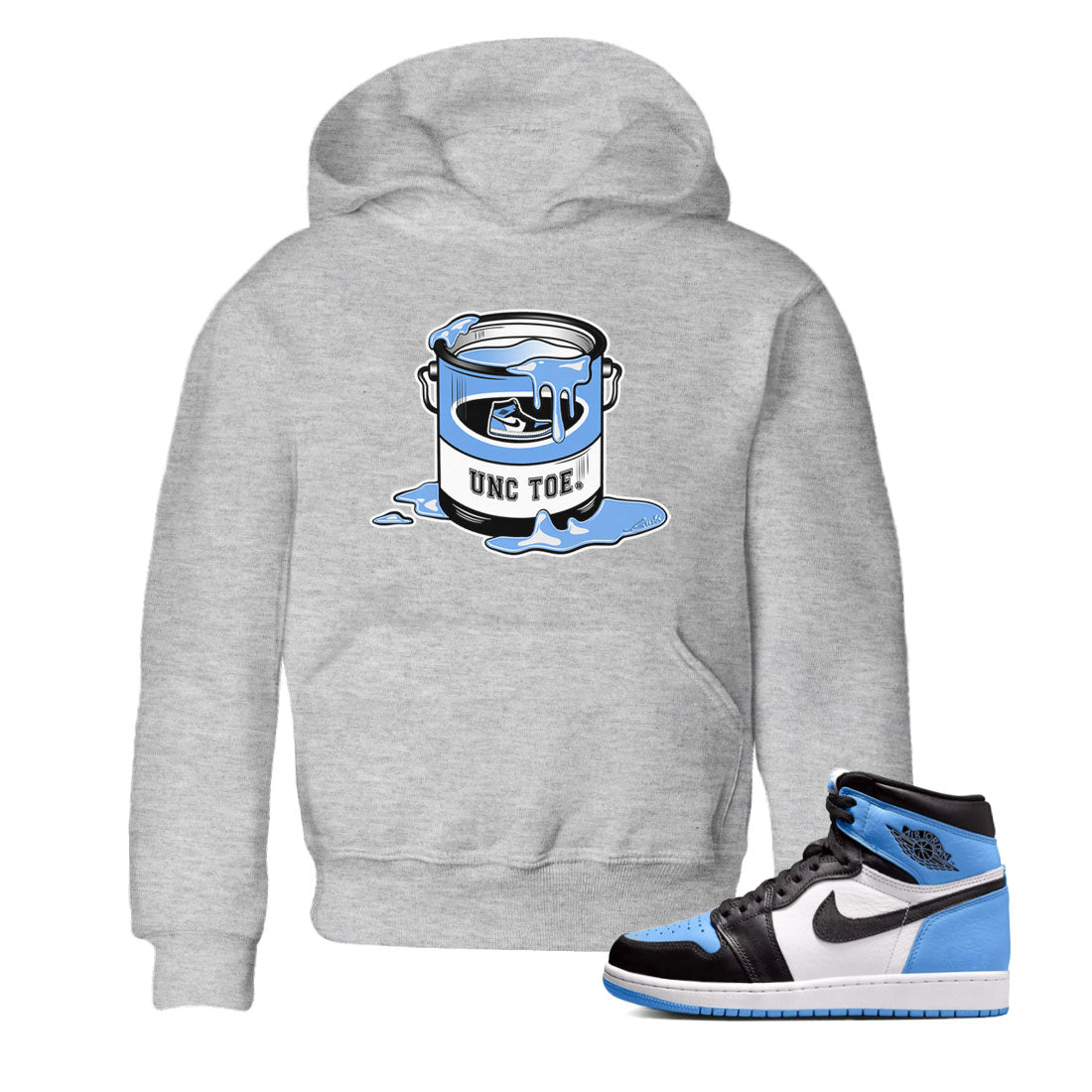 Air Jordan 1 UNC Toe shirt to match jordans Bucket Streetwear Sneaker Shirt Air Jordan 1 Retro High OG UNC Toe Drip Gear Zone Sneaker Matching Clothing Baby Toddler Heather Grey 1 T-Shirt
