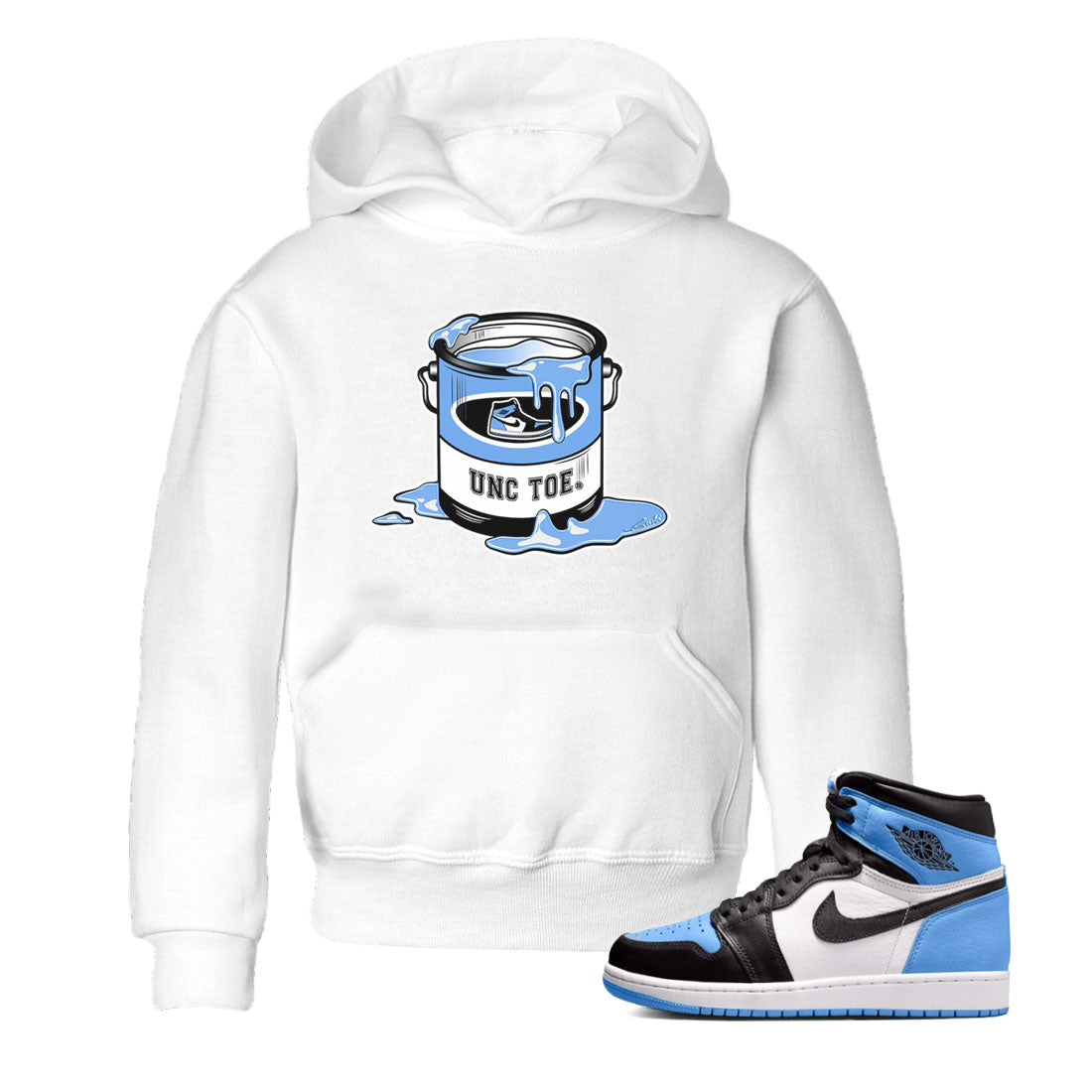 Air Jordan 1 UNC Toe shirt to match jordans Bucket Streetwear Sneaker Shirt Air Jordan 1 Retro High OG UNC Toe Drip Gear Zone Sneaker Matching Clothing Baby Toddler White 1 T-Shirt