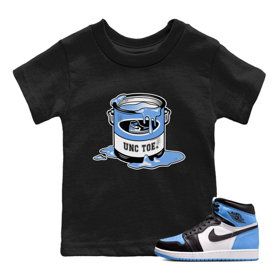 Air Jordan 1 UNC Toe shirt to match jordans Bucket Streetwear Sneaker Shirt Air Jordan 1 Retro High OG UNC Toe Drip Gear Zone Sneaker Matching Clothing Baby Toddler Black 1 T-Shirt