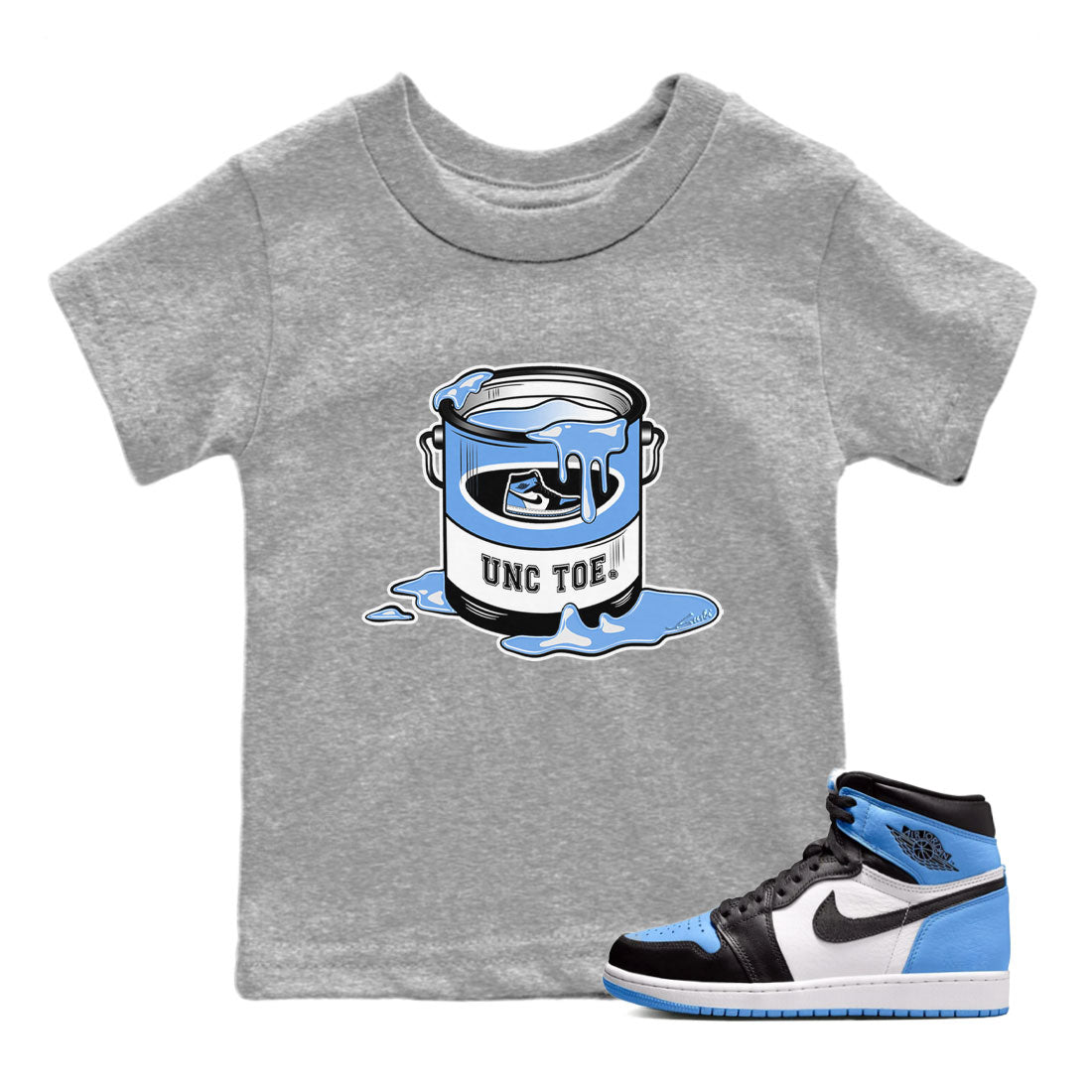 Air Jordan 1 UNC Toe shirt to match jordans Bucket Streetwear Sneaker Shirt Air Jordan 1 Retro High OG UNC Toe Drip Gear Zone Sneaker Matching Clothing Baby Toddler Heather Grey 1 T-Shirt