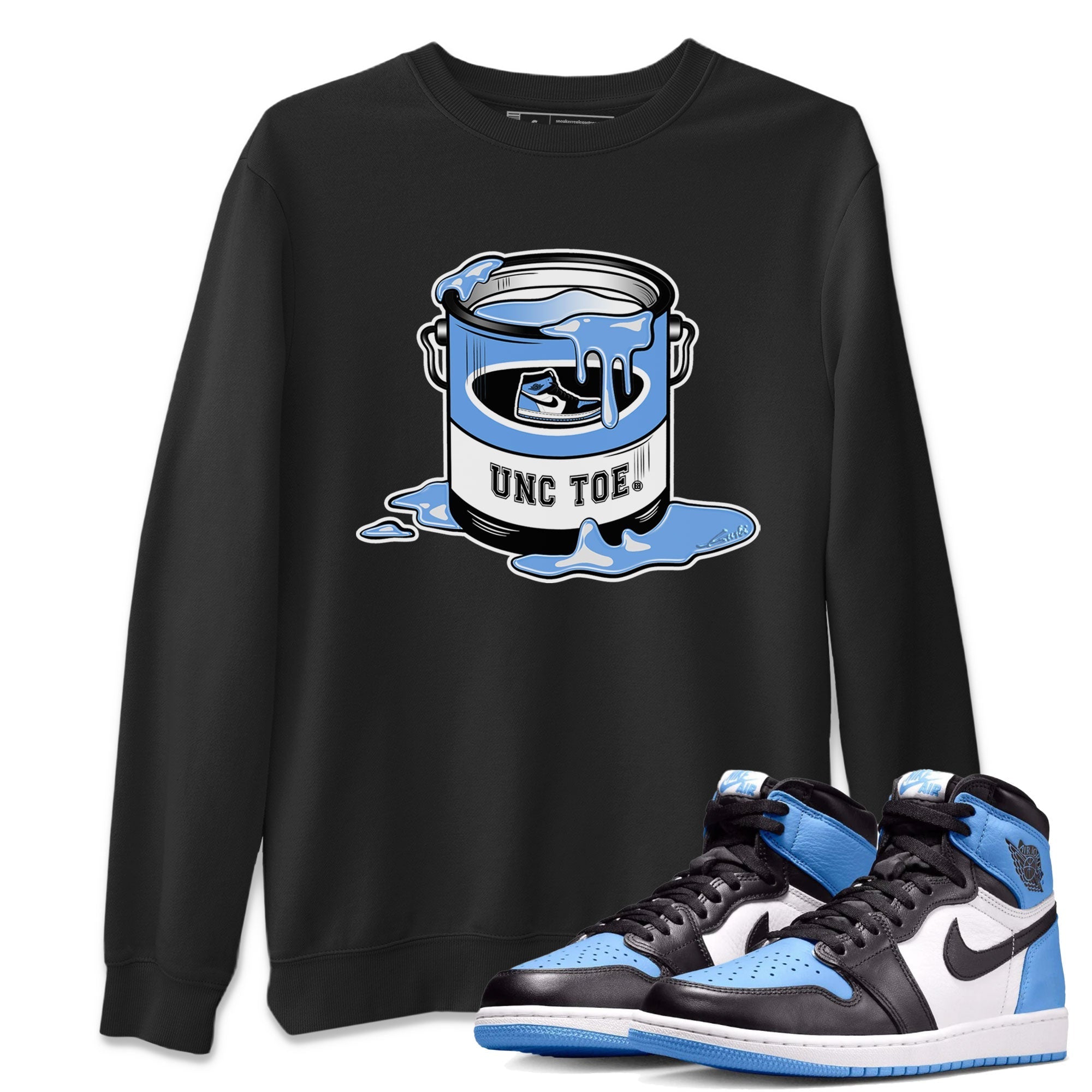 Air Jordan 1 UNC Toe shirt to match jordans Bucket Streetwear Sneaker Shirt Air Jordan 1 Retro High OG UNC Toe Drip Gear Zone Sneaker Matching Clothing Unisex Black 1 T-Shirt