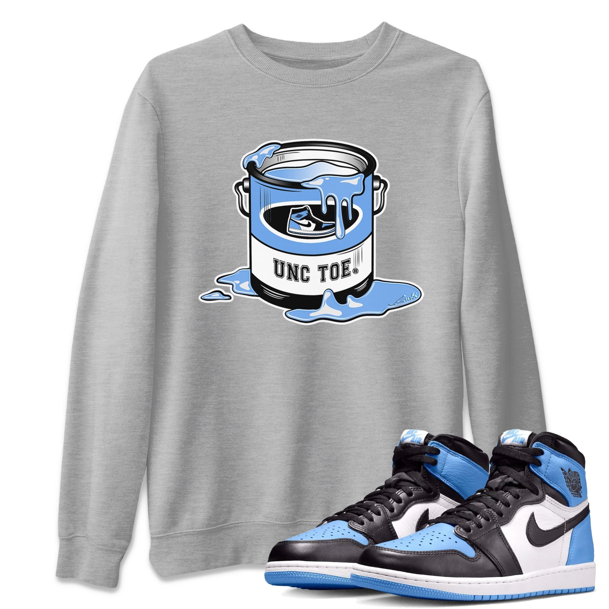 Air Jordan 1 UNC Toe shirt to match jordans Bucket Streetwear Sneaker Shirt Air Jordan 1 Retro High OG UNC Toe Drip Gear Zone Sneaker Matching Clothing Unisex Heather Grey 1 T-Shirt