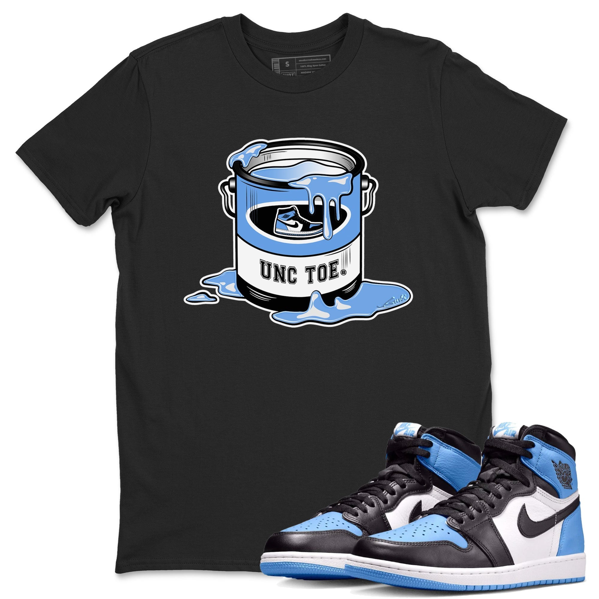 Air Jordan 1 UNC Toe shirt to match jordans Bucket Streetwear Sneaker Shirt Air Jordan 1 Retro High OG UNC Toe Drip Gear Zone Sneaker Matching Clothing Unisex Black 1 T-Shirt