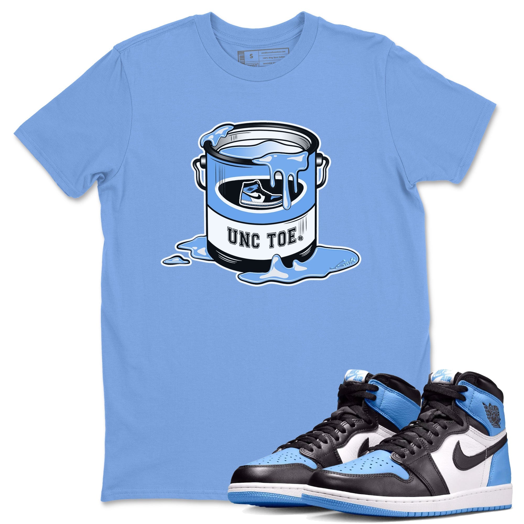 Air Jordan 1 UNC Toe shirt to match jordans Bucket Streetwear Sneaker Shirt Air Jordan 1 Retro High OG UNC Toe Drip Gear Zone Sneaker Matching Clothing Unisex Carolina Blue 1 T-Shirt