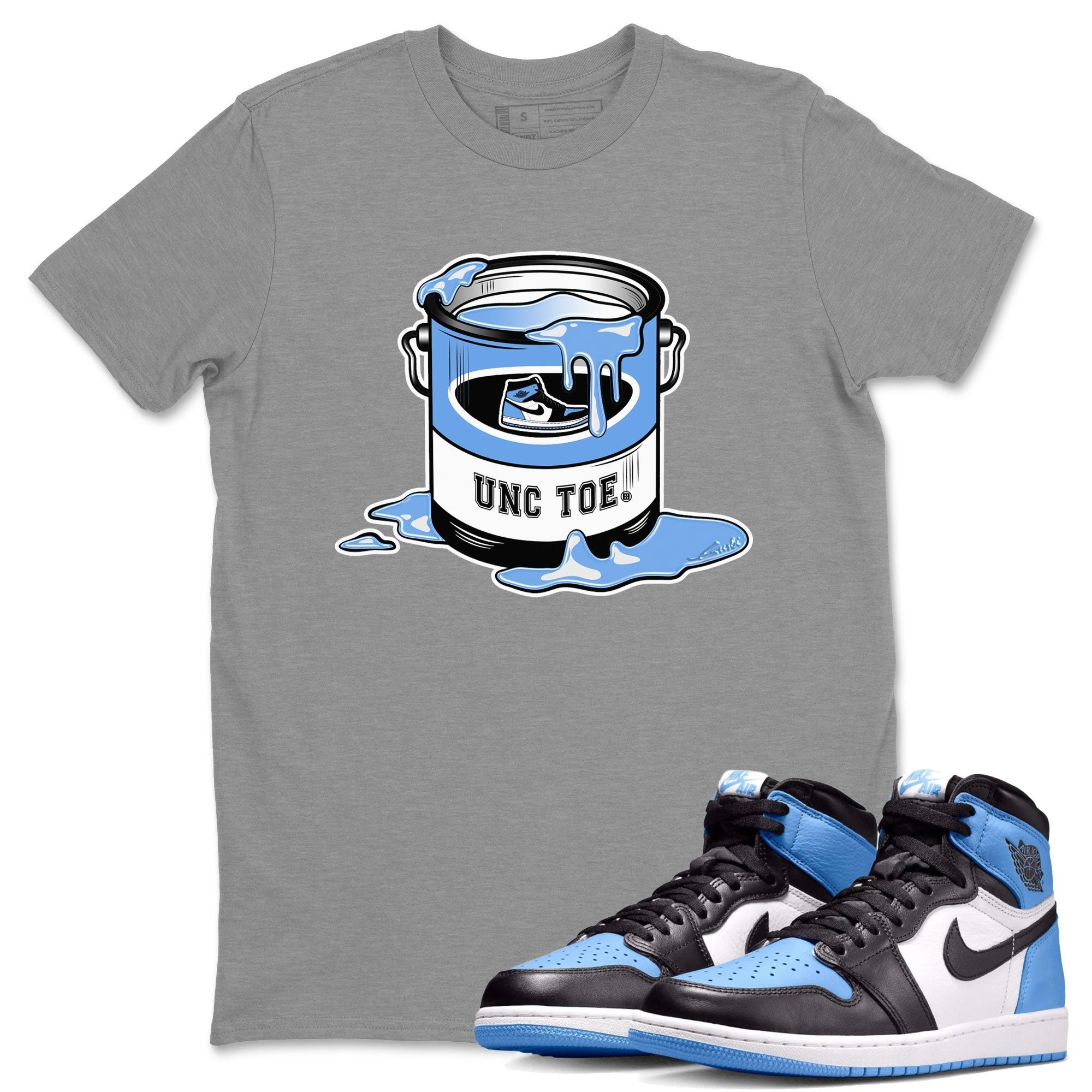 Air Jordan 1 UNC Toe shirt to match jordans Bucket Streetwear Sneaker Shirt Air Jordan 1 Retro High OG UNC Toe Drip Gear Zone Sneaker Matching Clothing Unisex Heather Grey 1 T-Shirt