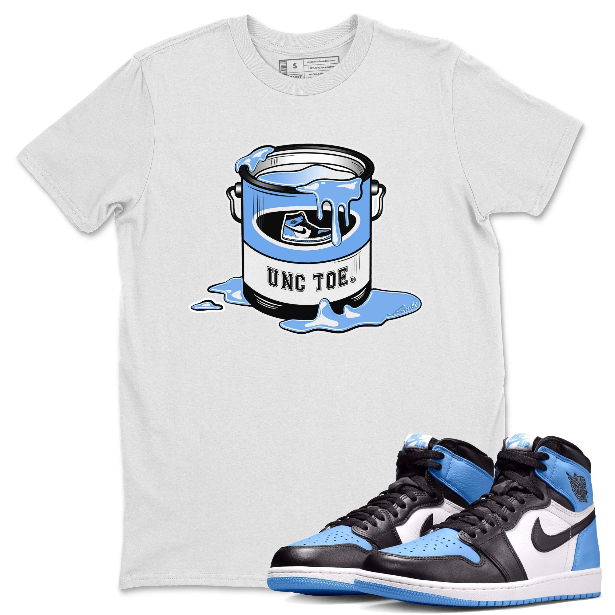 Air Jordan 1 UNC Toe shirt to match jordans Bucket Streetwear Sneaker Shirt Air Jordan 1 Retro High OG UNC Toe Drip Gear Zone Sneaker Matching Clothing Unisex White 1 T-Shirt