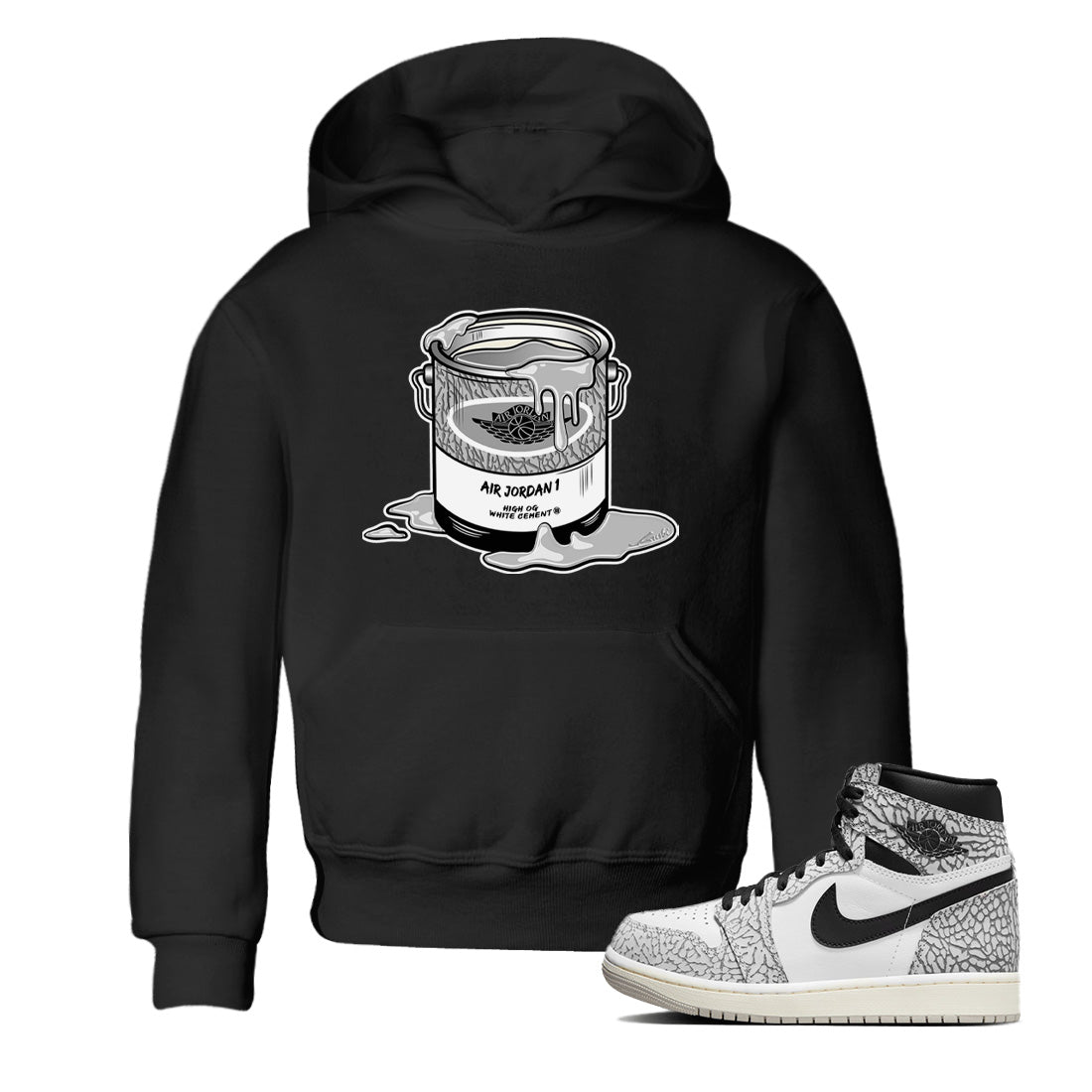 Jordan 1 White Cement Sneaker Matching T-Shirt Bucket Sneaker Tees Jordan 1 White Cement Sneaker Release Tees Kids Shirts