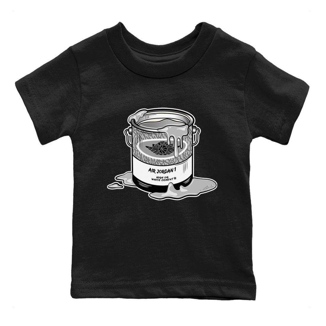 Jordan 1 White Cement Sneaker Matching T-Shirt Bucket Sneaker Tees Jordan 1 White Cement Sneaker Release Tees Kids Shirts