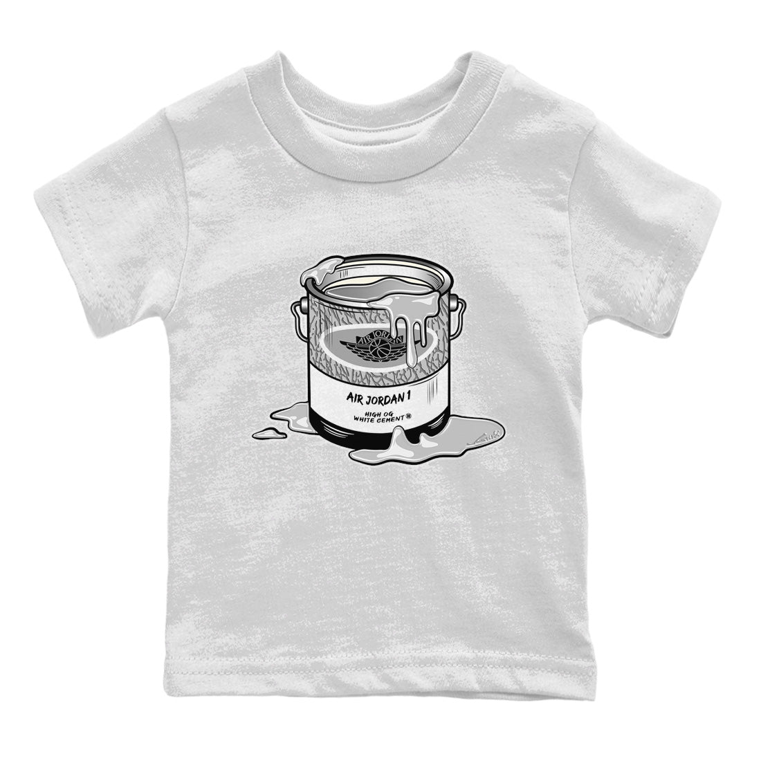 Jordan 1 White Cement Sneaker Matching T-Shirt Bucket Sneaker Tees Jordan 1 White Cement Sneaker Release Tees Kids Shirts