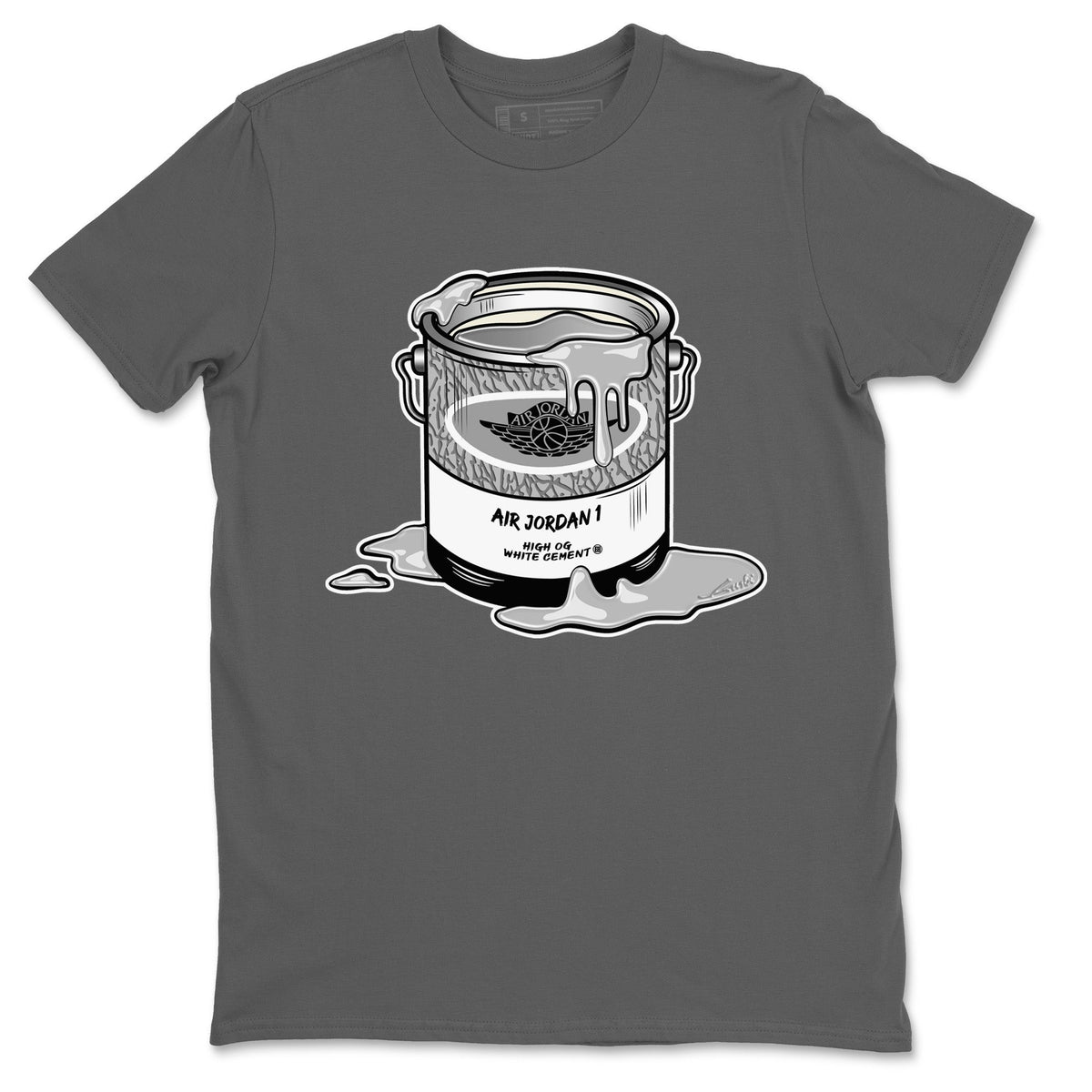 Jordan 1 White Cement Sneaker Matching T-Shirt Bucket Sneaker Tees Jordan 1 White Cement Sneaker Release Tees Crew Neck Tees