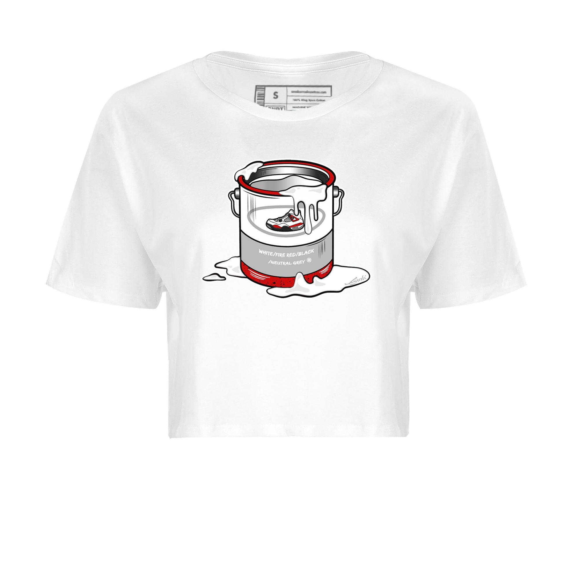 Air Jordan 4 Red Cement Sneaker Match Tees Bucket Streetwear Sneaker Shirt Air Jordan 4 Retro Red Cement Drip Gear Zone Sneaker Matching Clothing Women's Shirts White 2